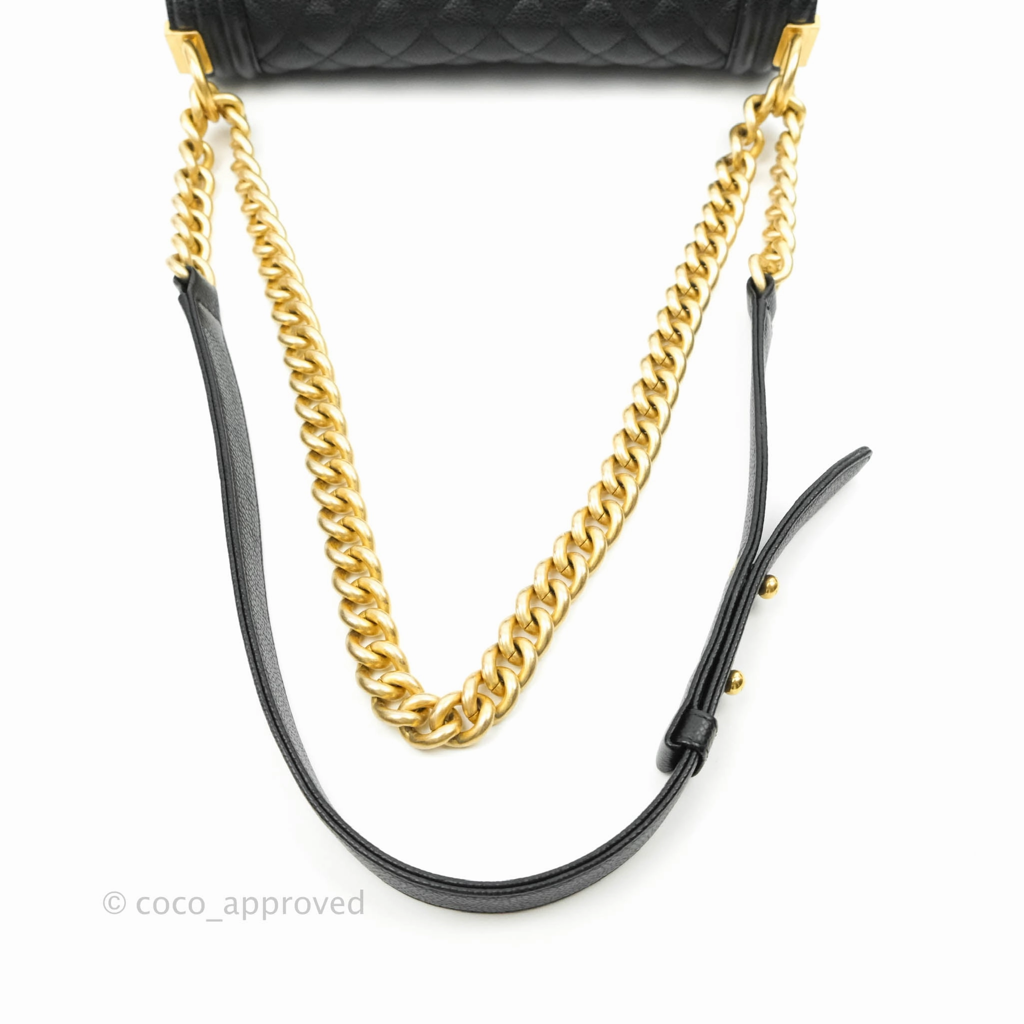 Chanel Medium Boy Quilted Black Caviar Aged Gold Hardware
