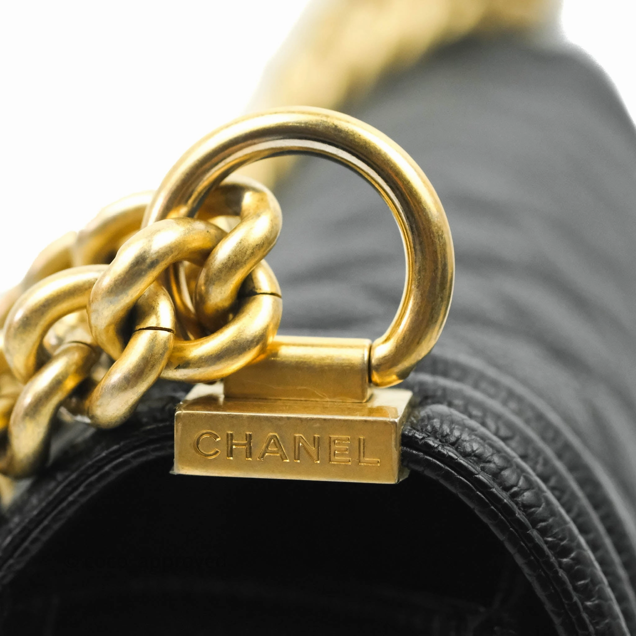 Chanel Medium Boy Quilted Black Caviar Aged Gold Hardware
