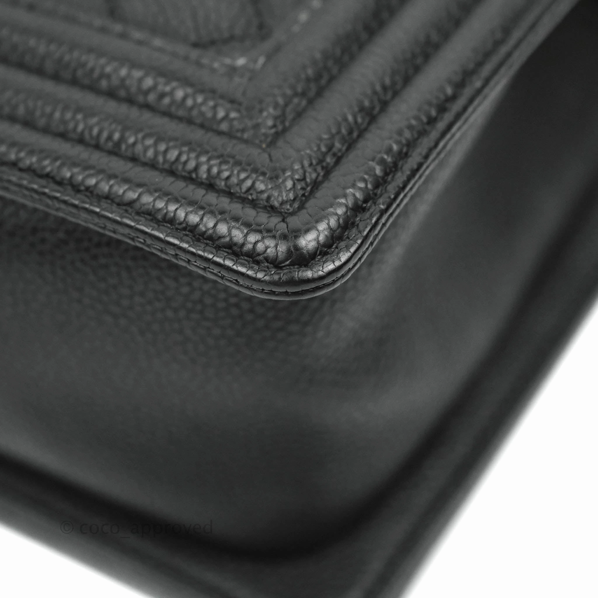 Chanel Medium Boy Quilted Black Caviar Aged Gold Hardware