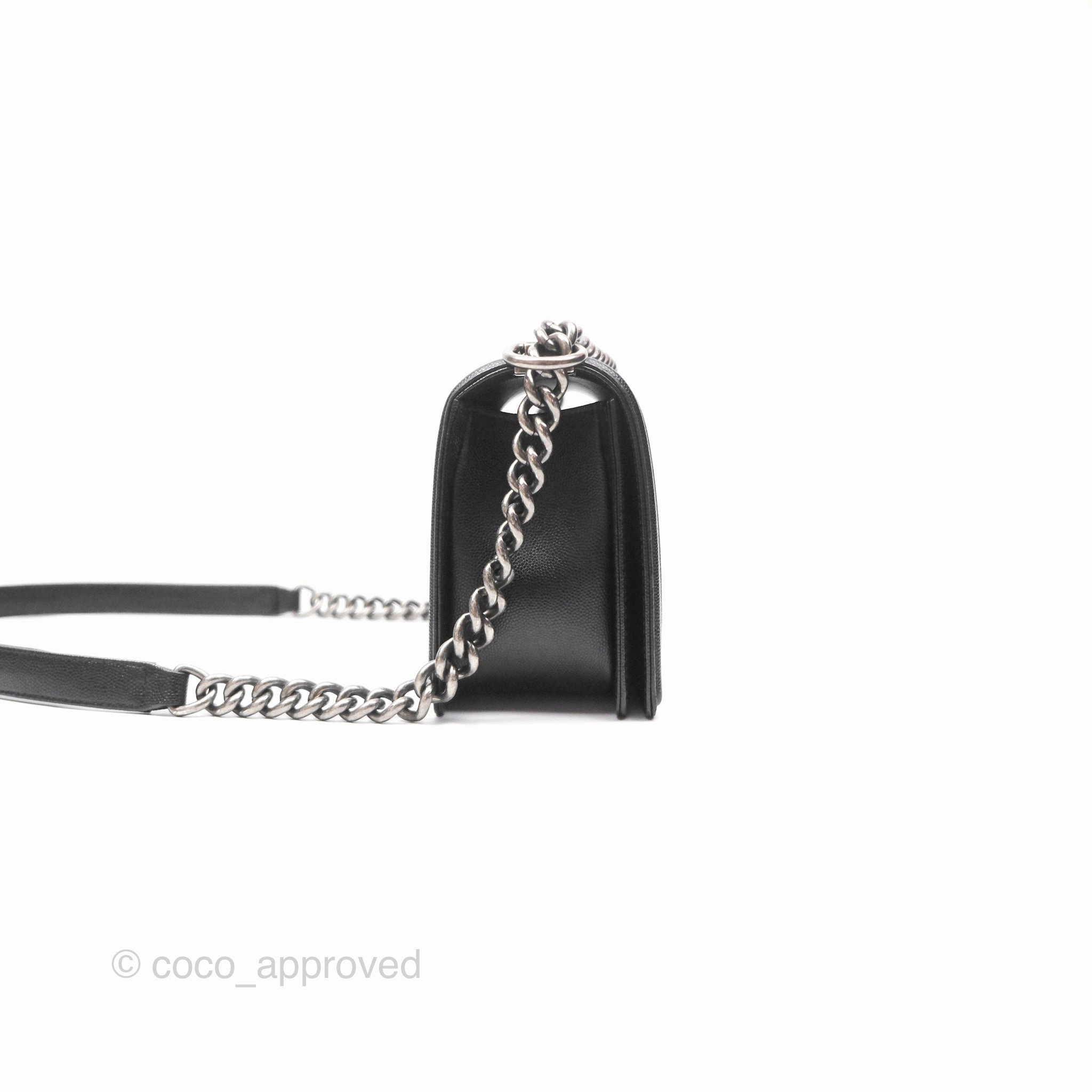 Chanel Medium Boy Quilted Black Caviar Ruthenium Hardware