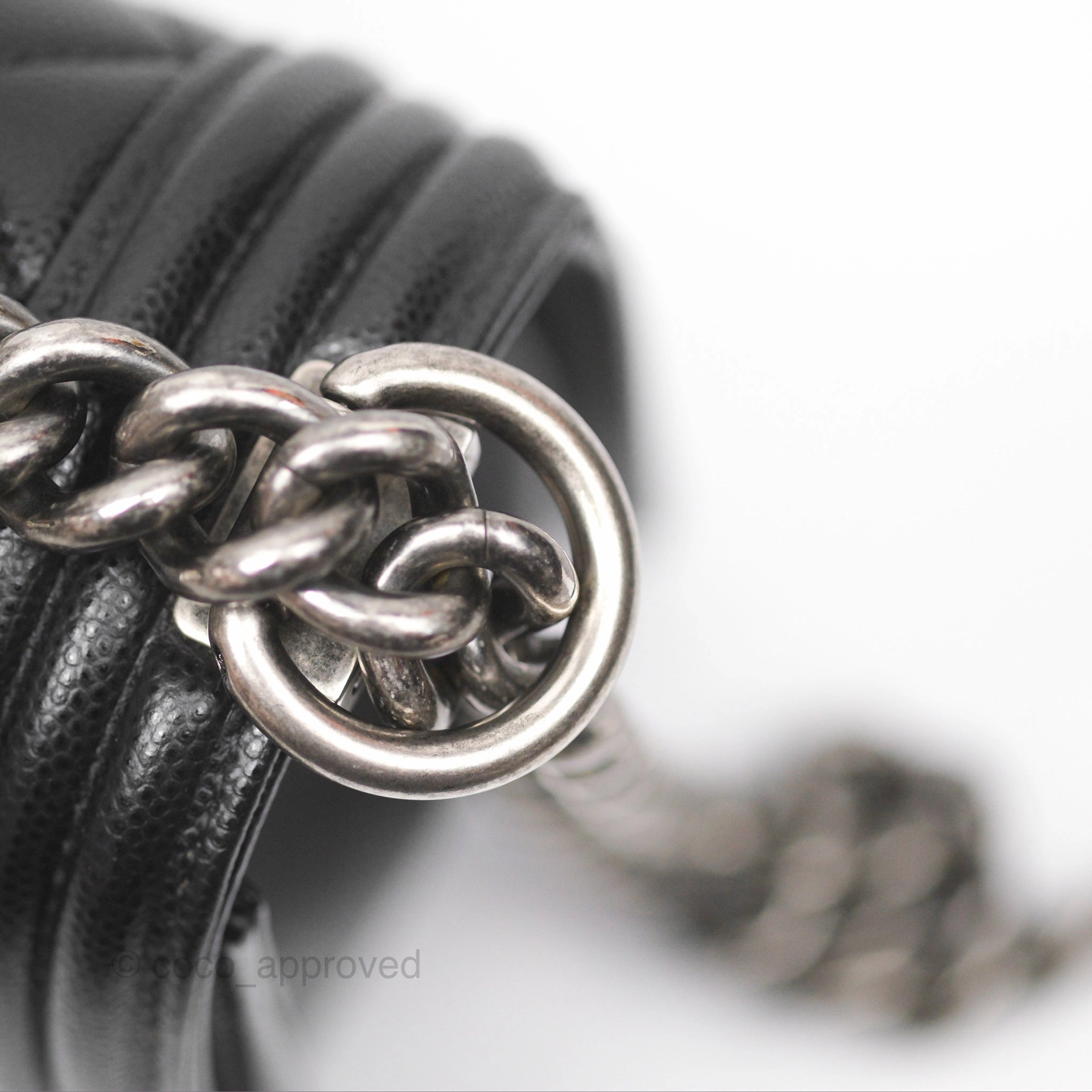 Chanel Medium Boy Quilted Black Caviar Ruthenium Hardware
