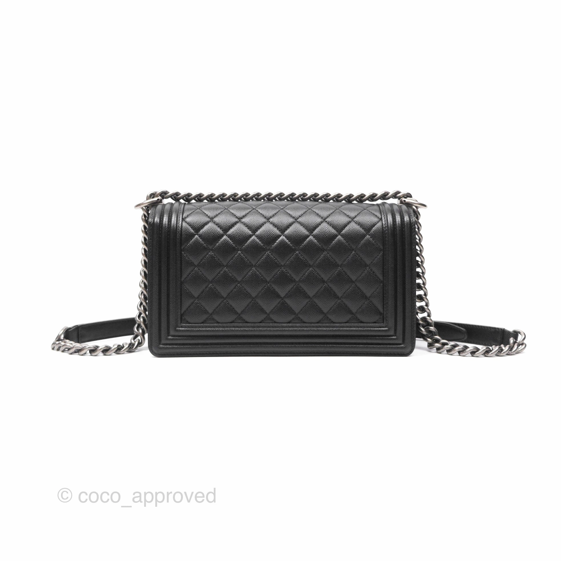 Chanel Medium Boy Quilted Black Caviar Ruthenium Hardware