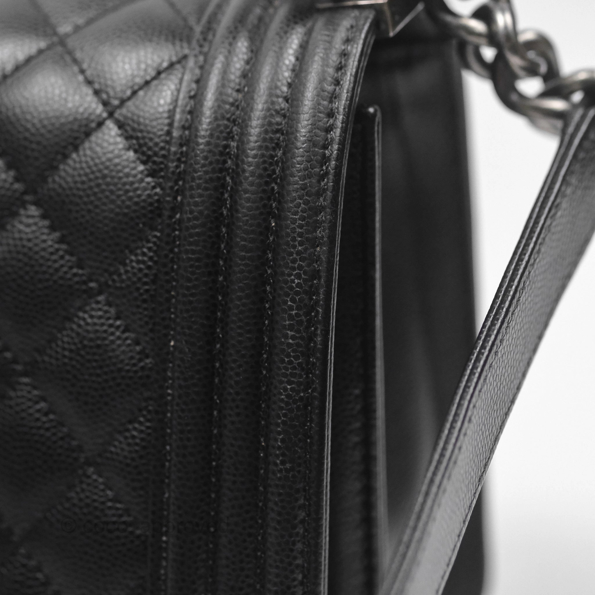 Chanel Medium Boy Quilted Black Caviar Ruthenium Hardware