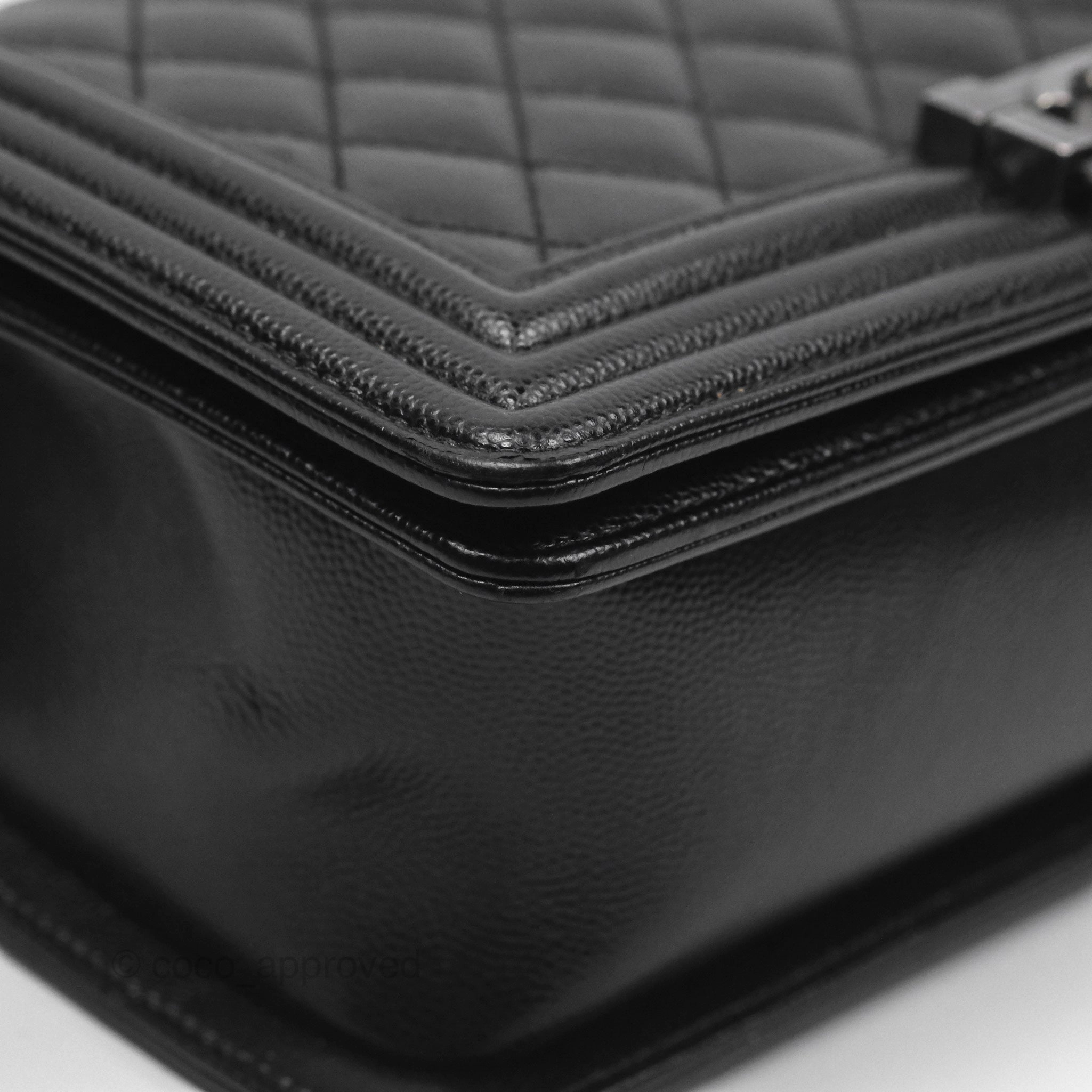 Chanel Medium Boy Quilted Black Caviar Ruthenium Hardware
