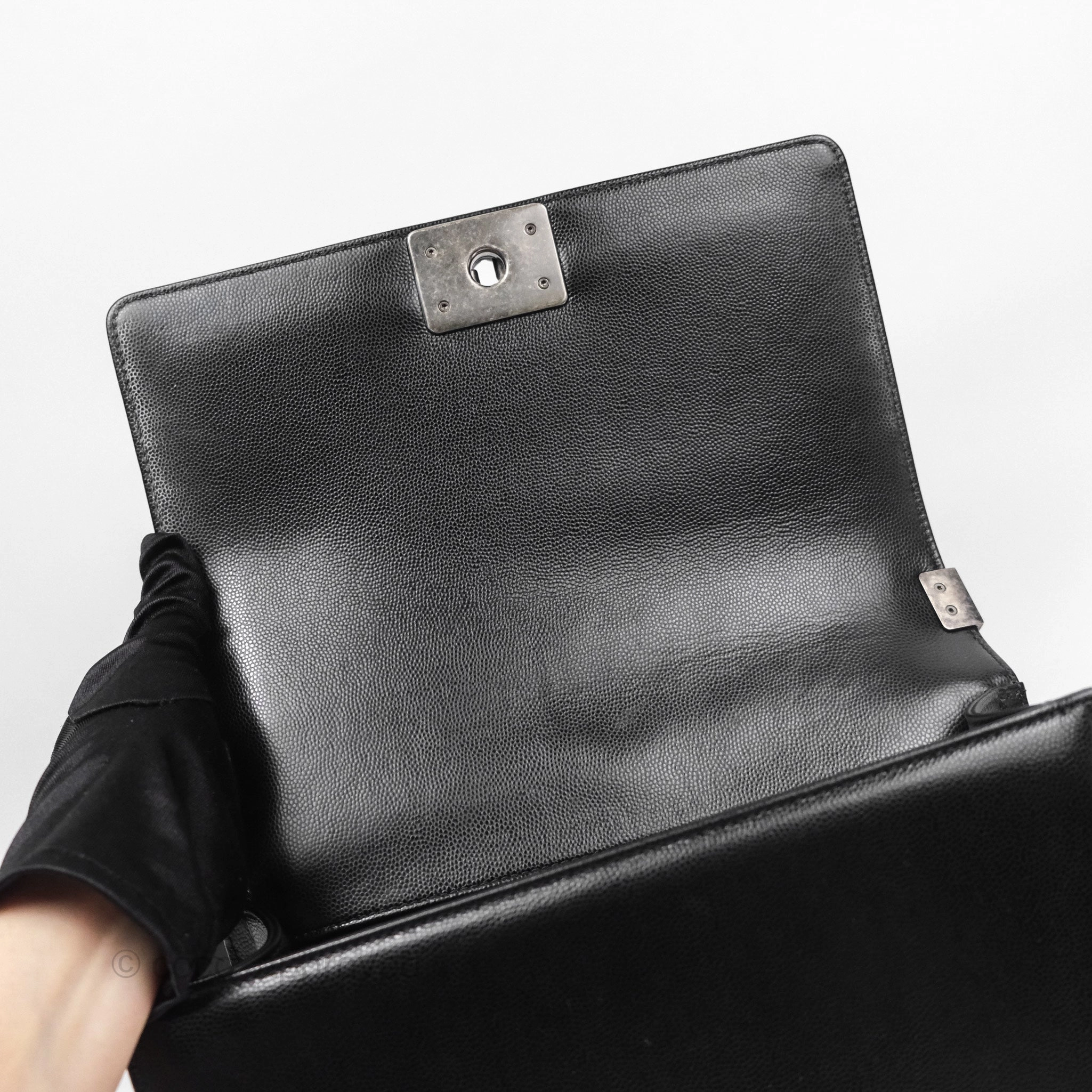 Chanel Medium Boy Quilted Black Caviar Ruthenium Hardware