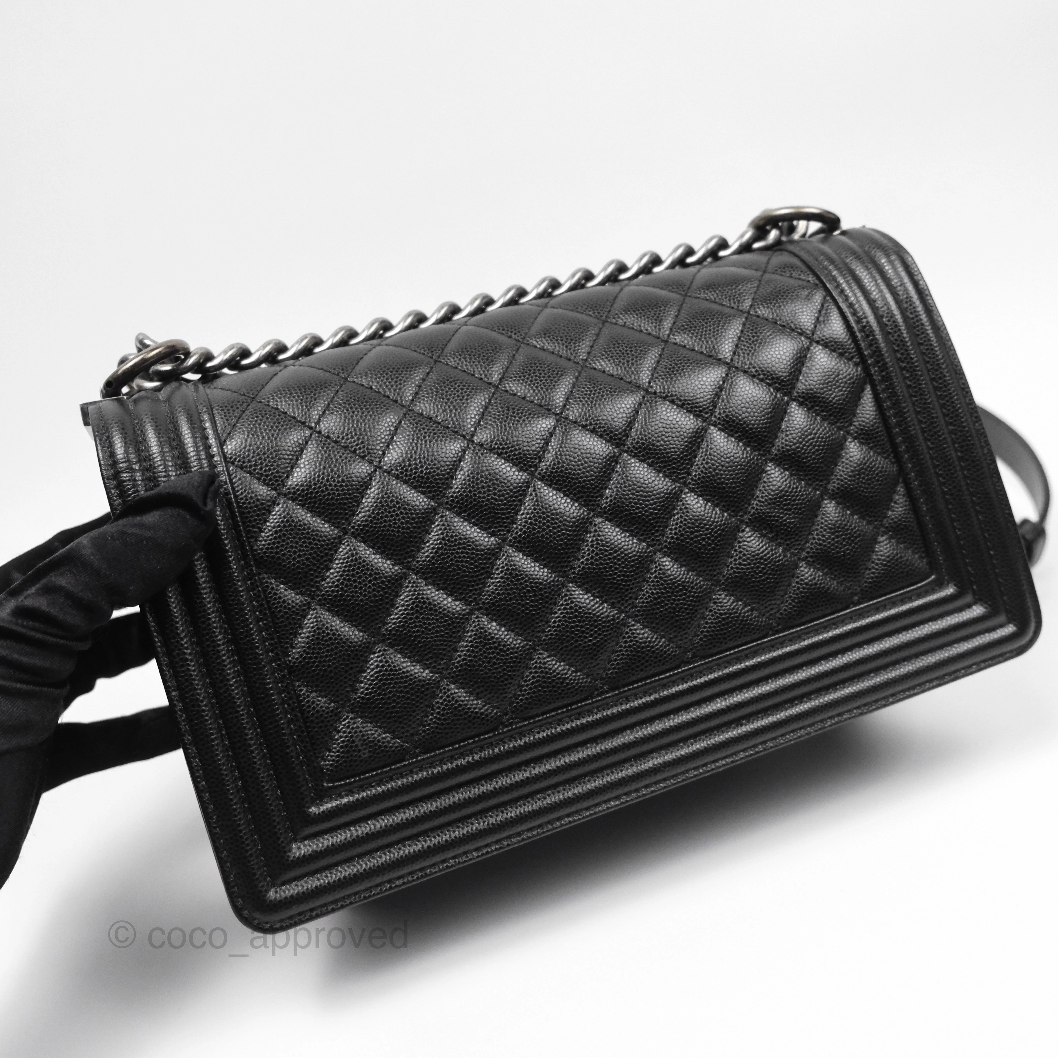 Chanel Medium Boy Quilted Black Caviar Ruthenium Hardware