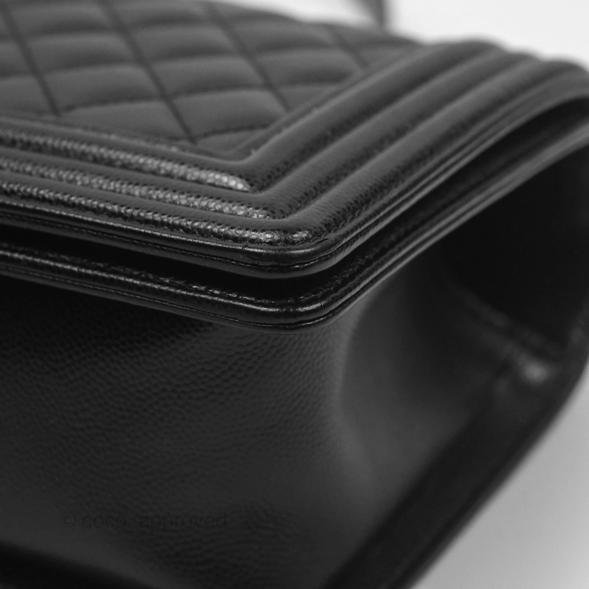 Chanel Medium Boy Quilted Black Caviar Ruthenium Hardware