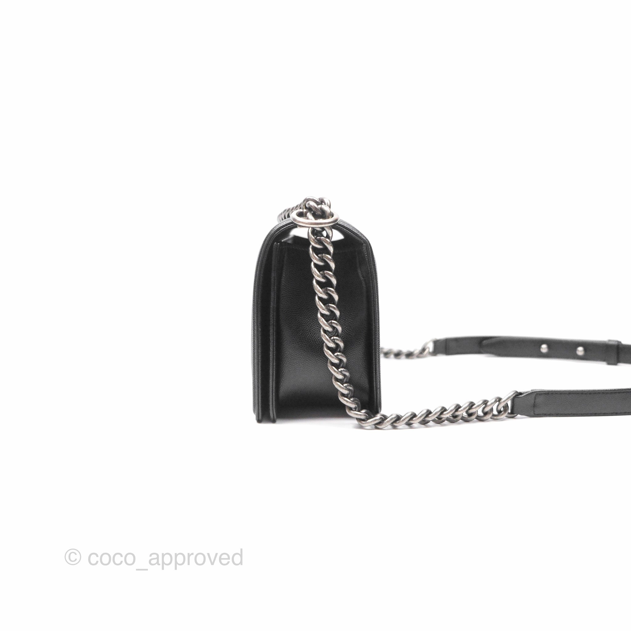 Chanel Medium Boy Quilted Black Caviar Ruthenium Hardware