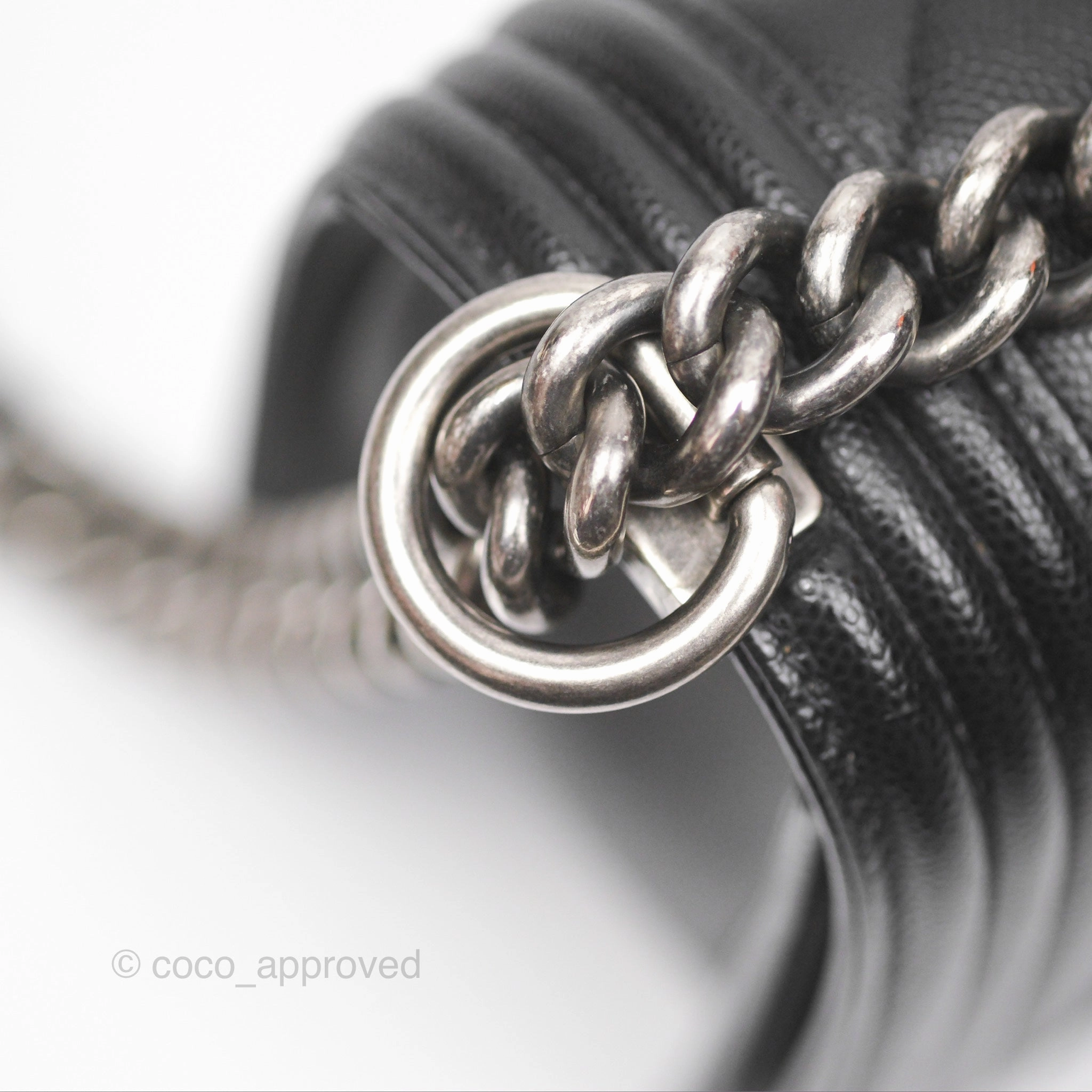 Chanel Medium Boy Quilted Black Caviar Ruthenium Hardware