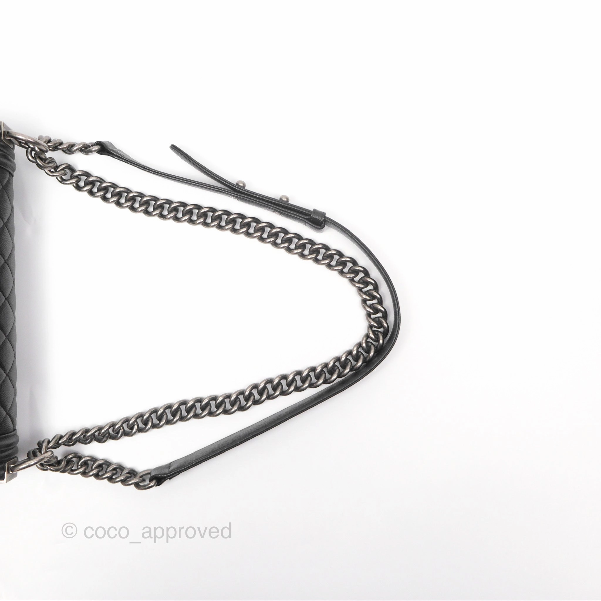 Chanel Medium Boy Quilted Black Caviar Ruthenium Hardware