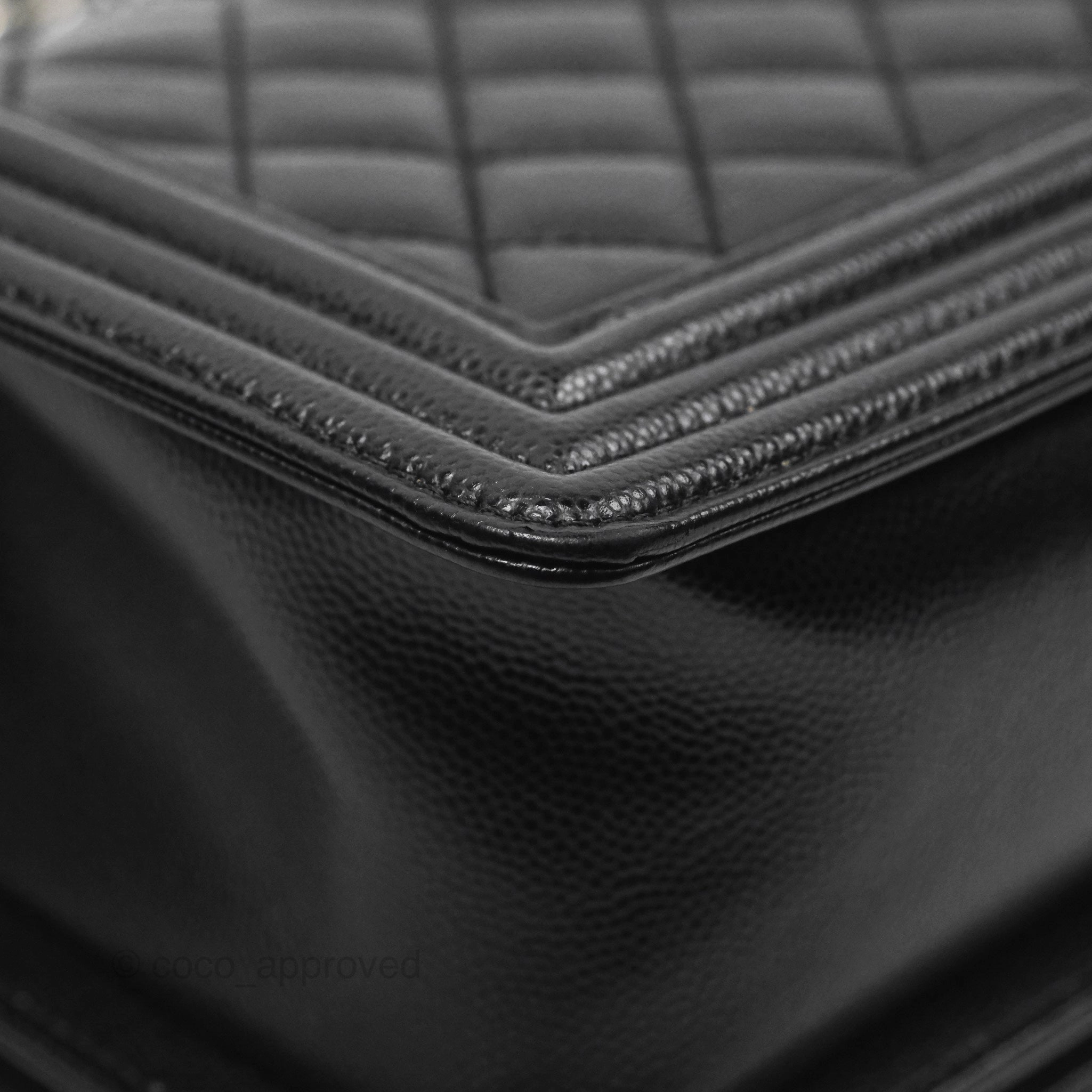 Chanel Medium Boy Quilted Black Caviar Ruthenium Hardware