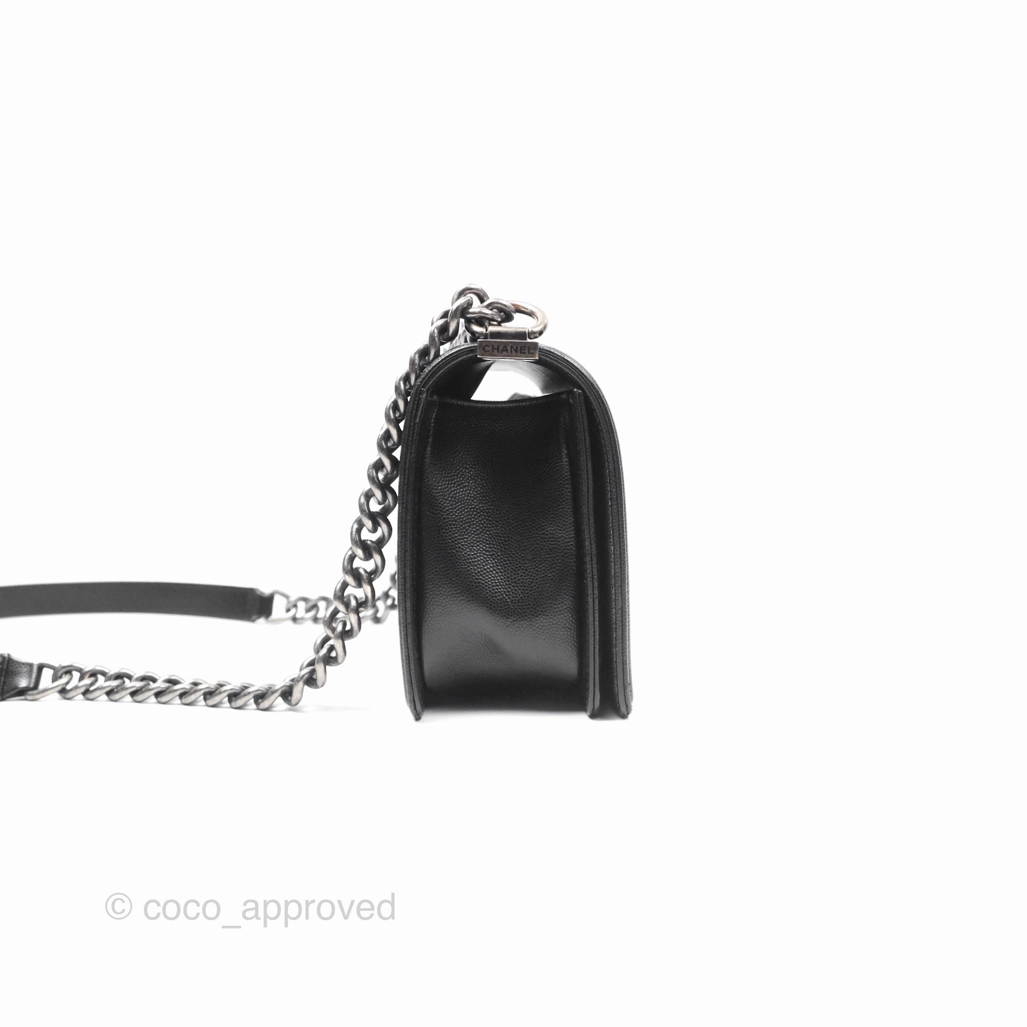 Chanel Medium Boy Quilted Black Caviar Ruthenium Hardware