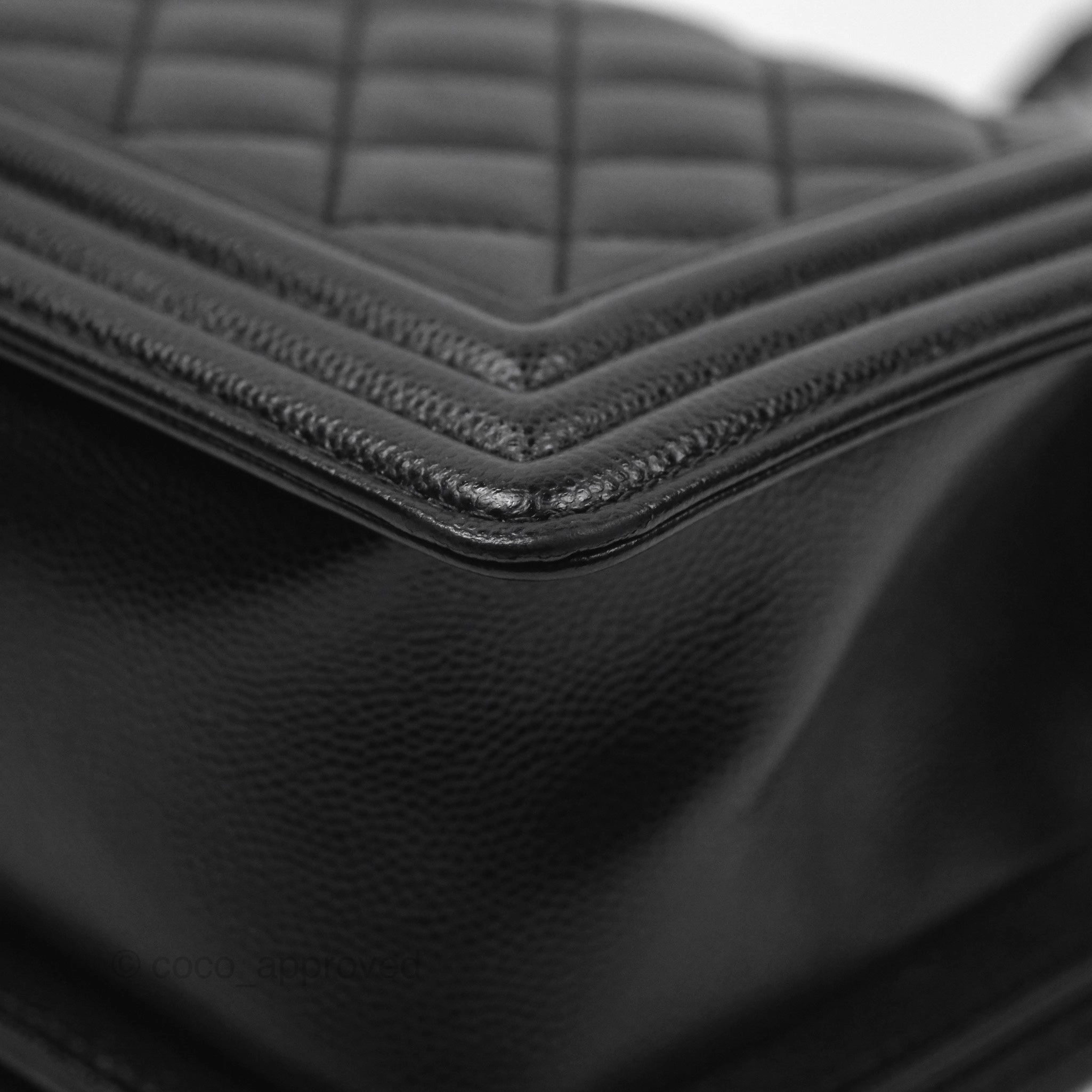 Chanel Medium Boy Quilted Black Caviar Ruthenium Hardware