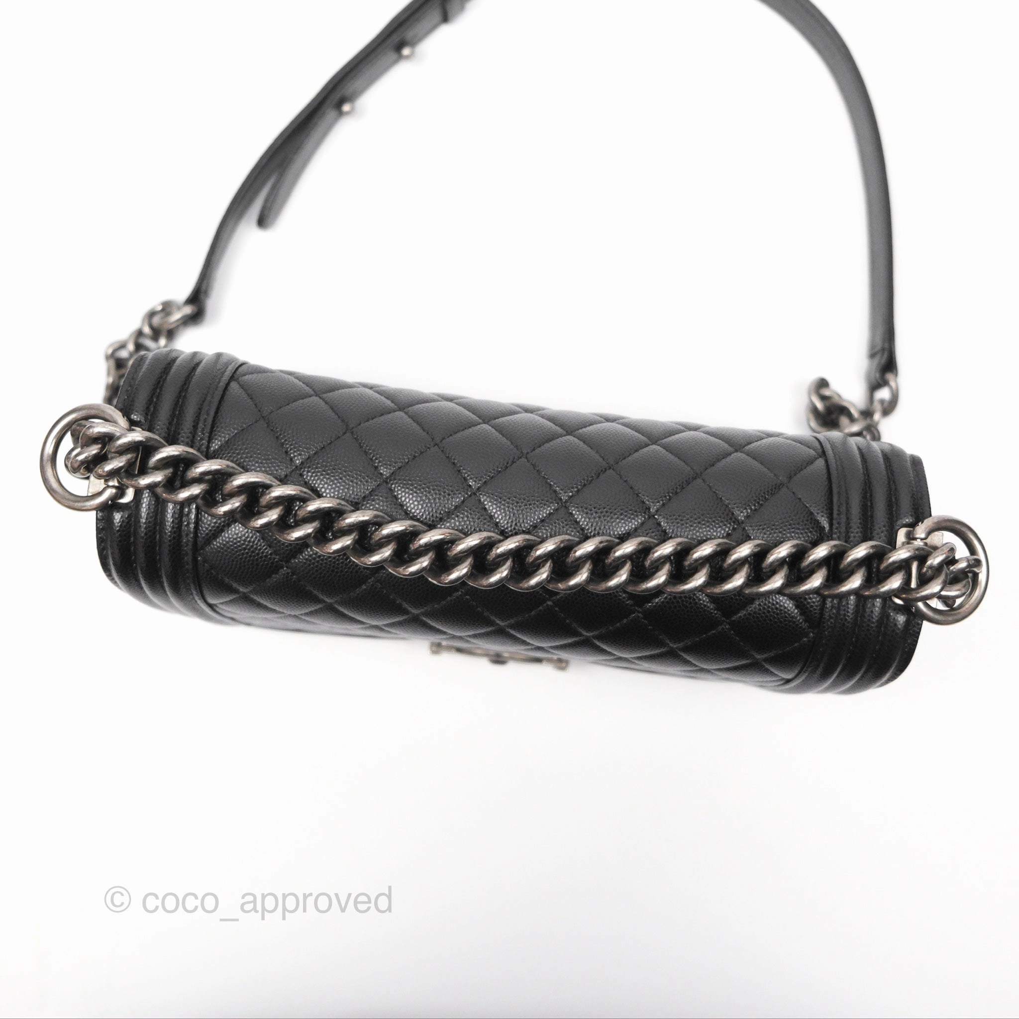 Chanel Medium Boy Quilted Black Caviar Ruthenium Hardware