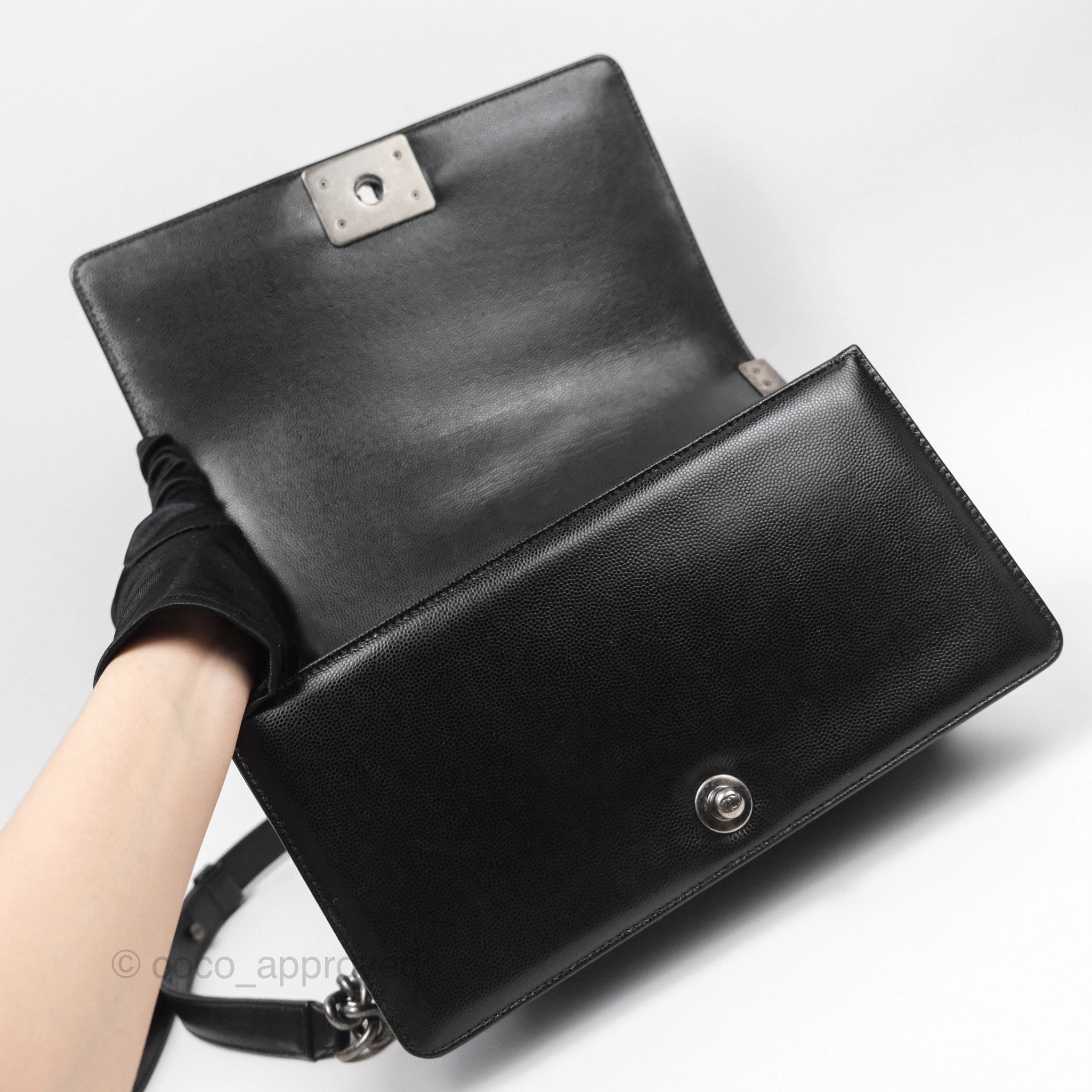Chanel Medium Boy Quilted Black Caviar Ruthenium Hardware