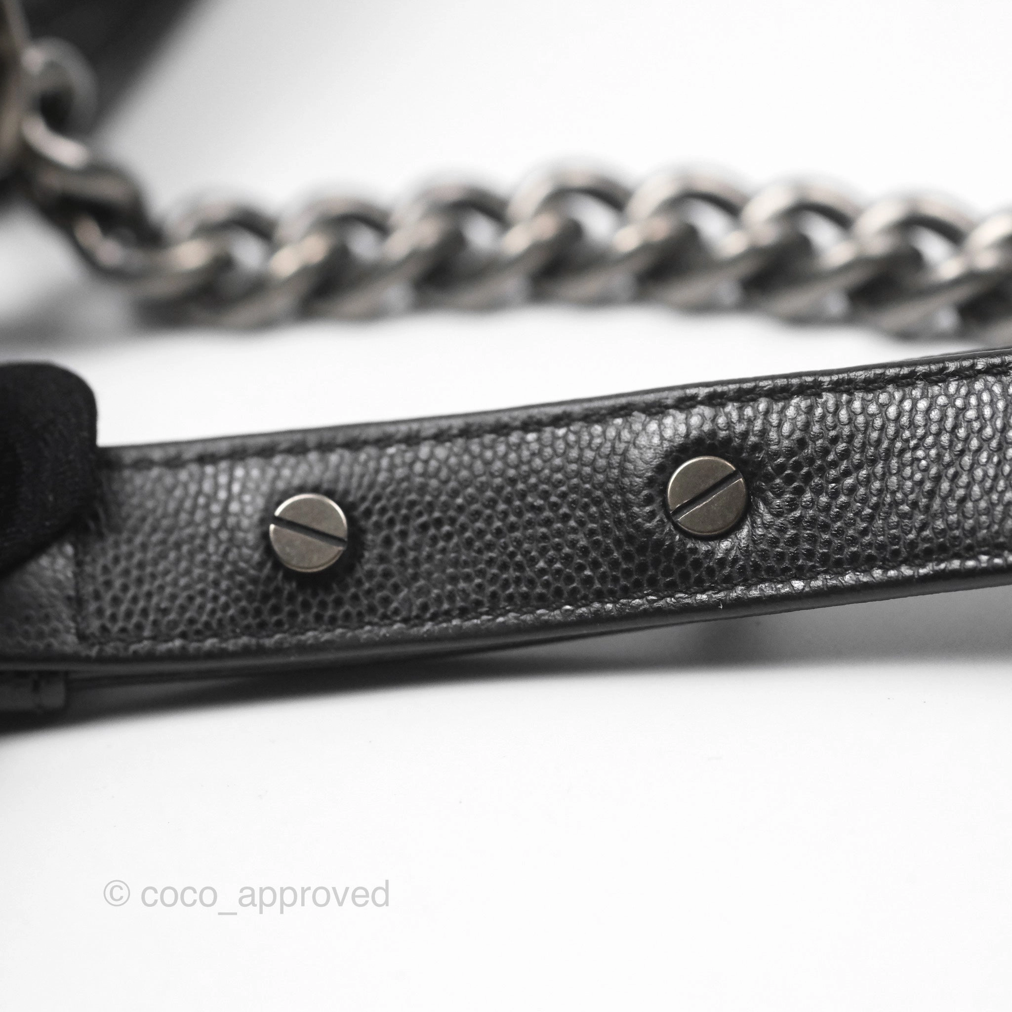 Chanel Medium Boy Quilted Black Caviar Ruthenium Hardware