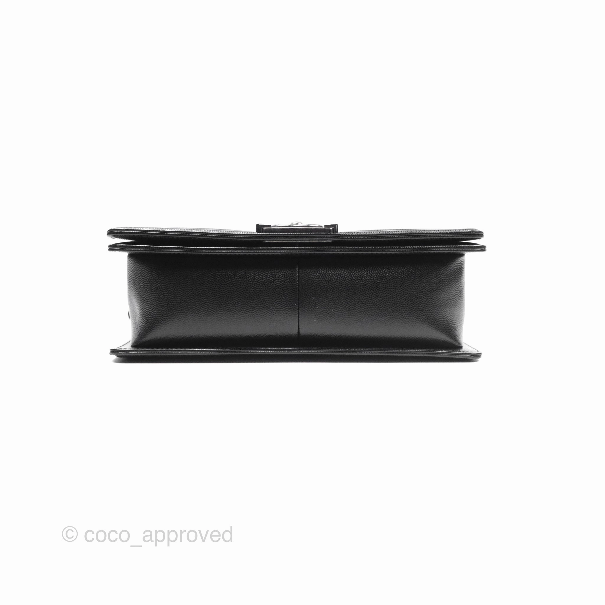 Chanel Medium Boy Quilted Black Caviar Ruthenium Hardware