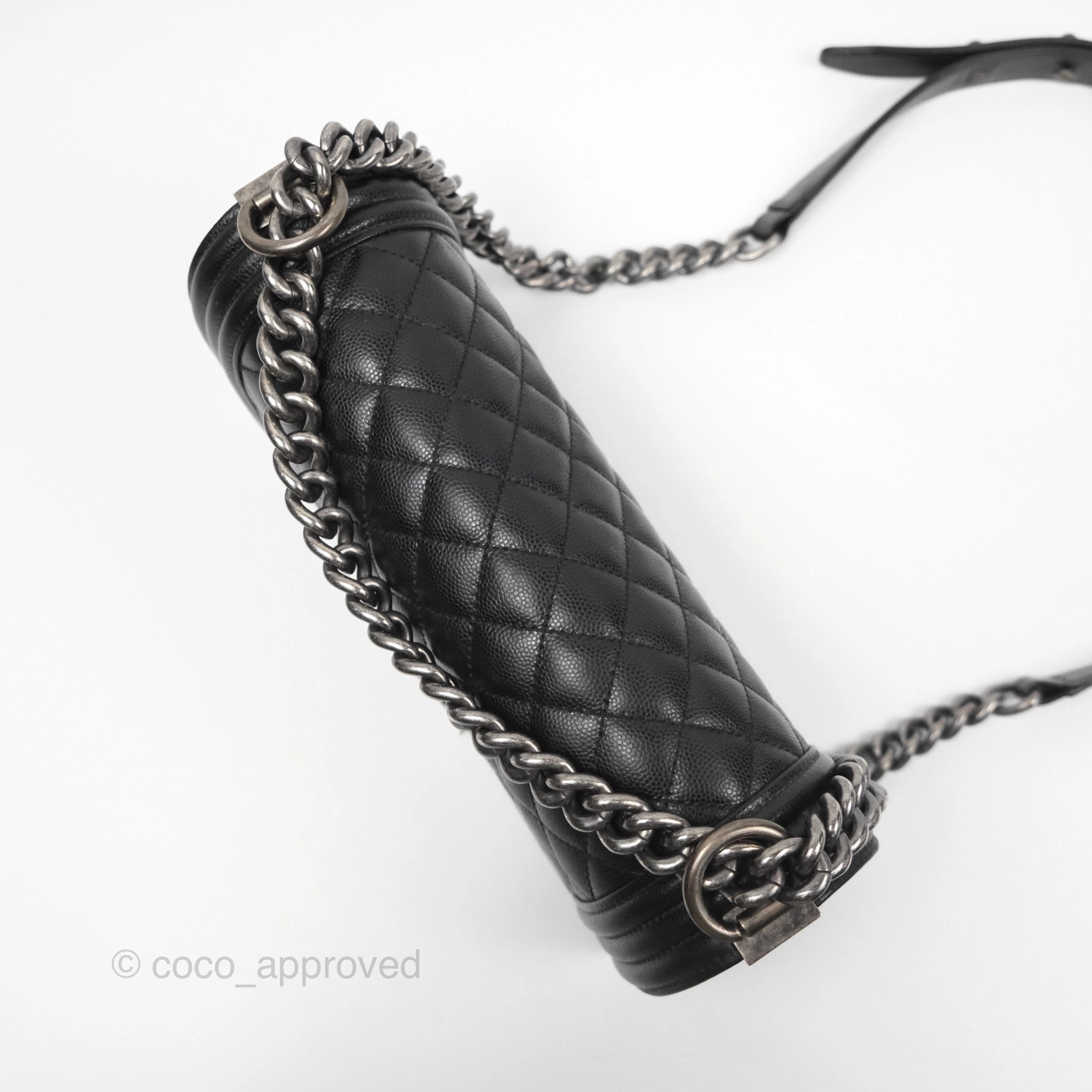 Chanel Medium Boy Quilted Black Caviar Ruthenium Hardware