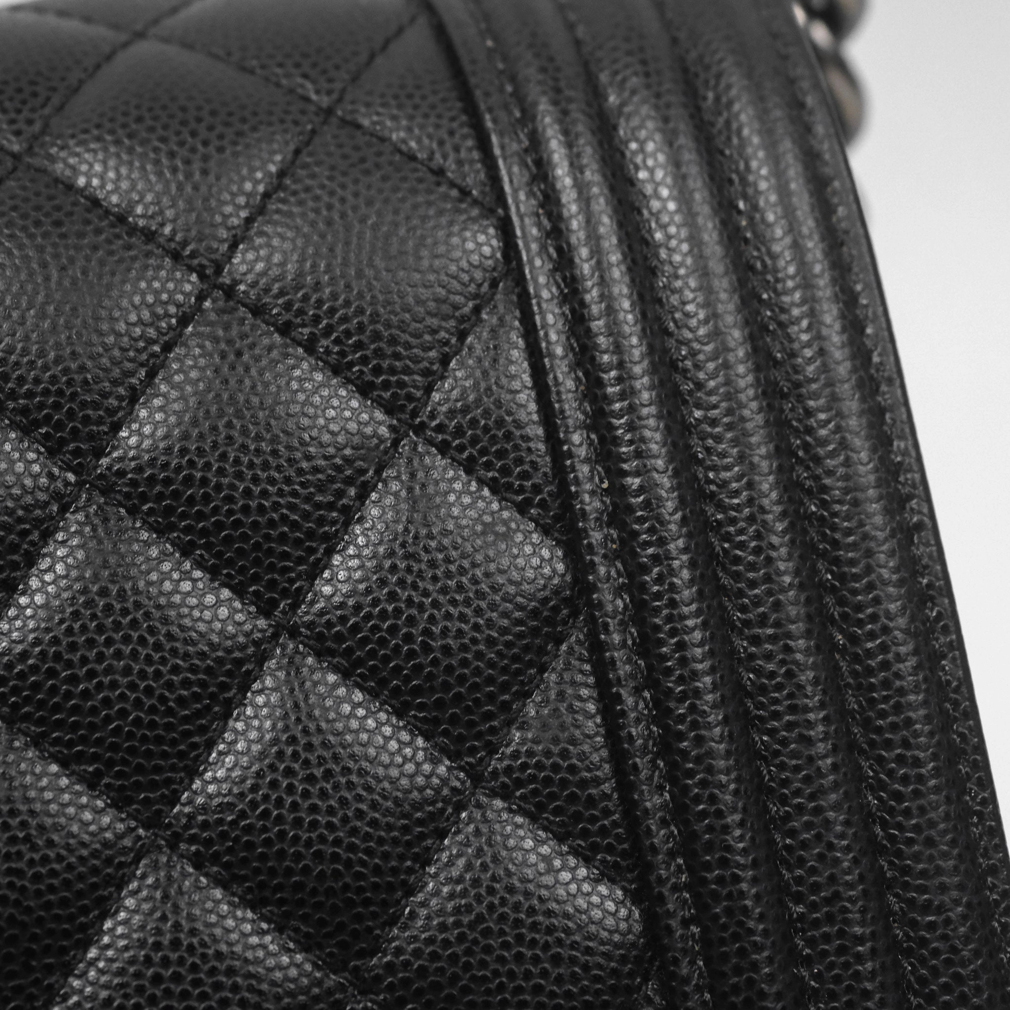 Chanel Medium Boy Quilted Black Caviar Ruthenium Hardware