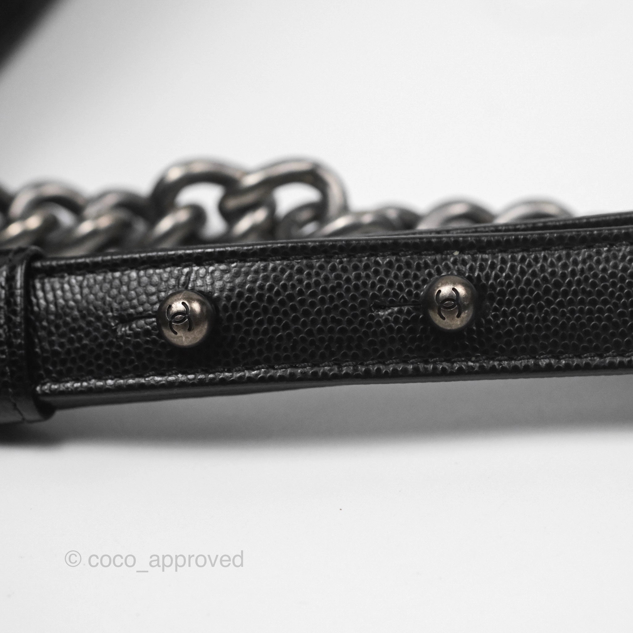 Chanel Medium Boy Quilted Black Caviar Ruthenium Hardware