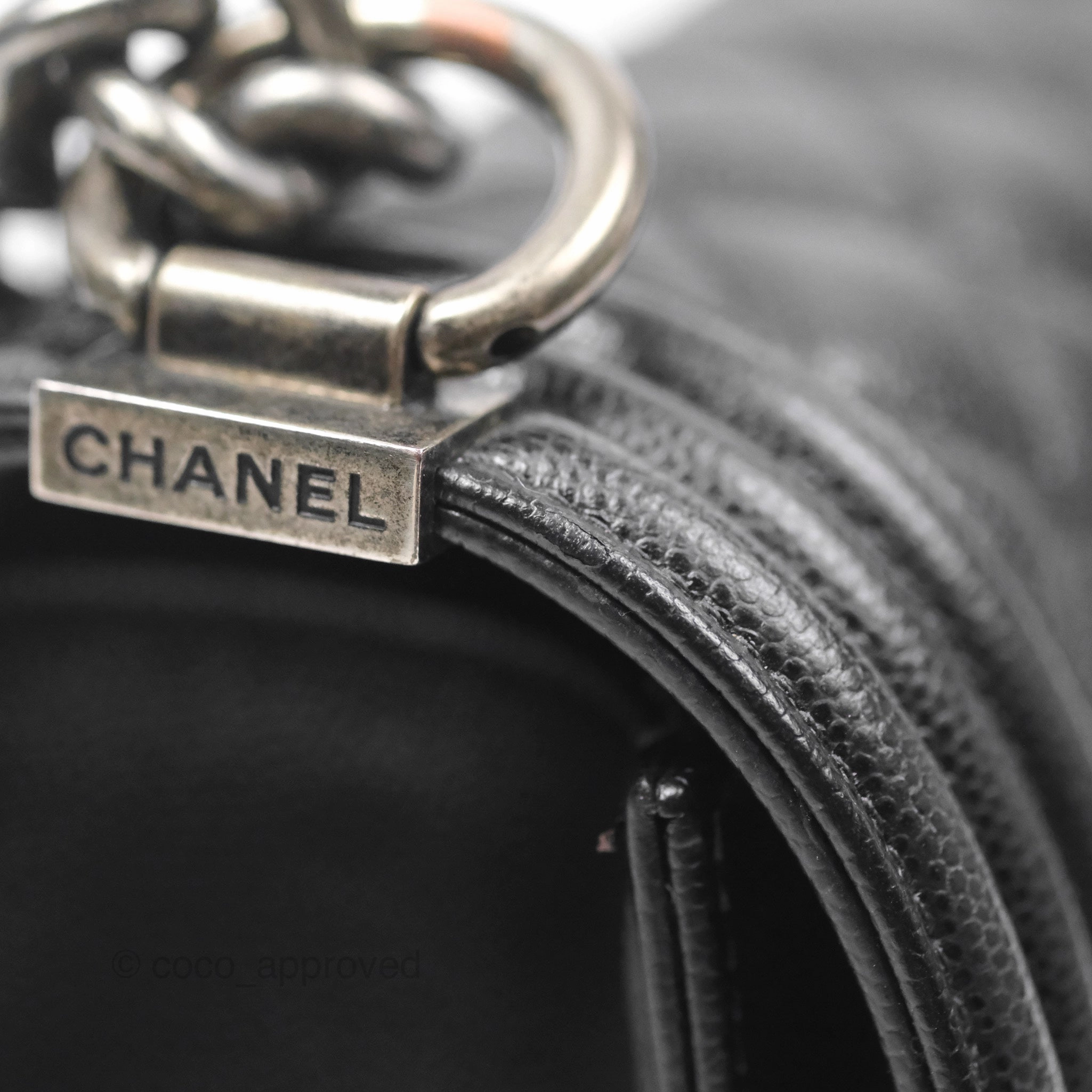 Chanel Medium Boy Quilted Black Caviar Ruthenium Hardware