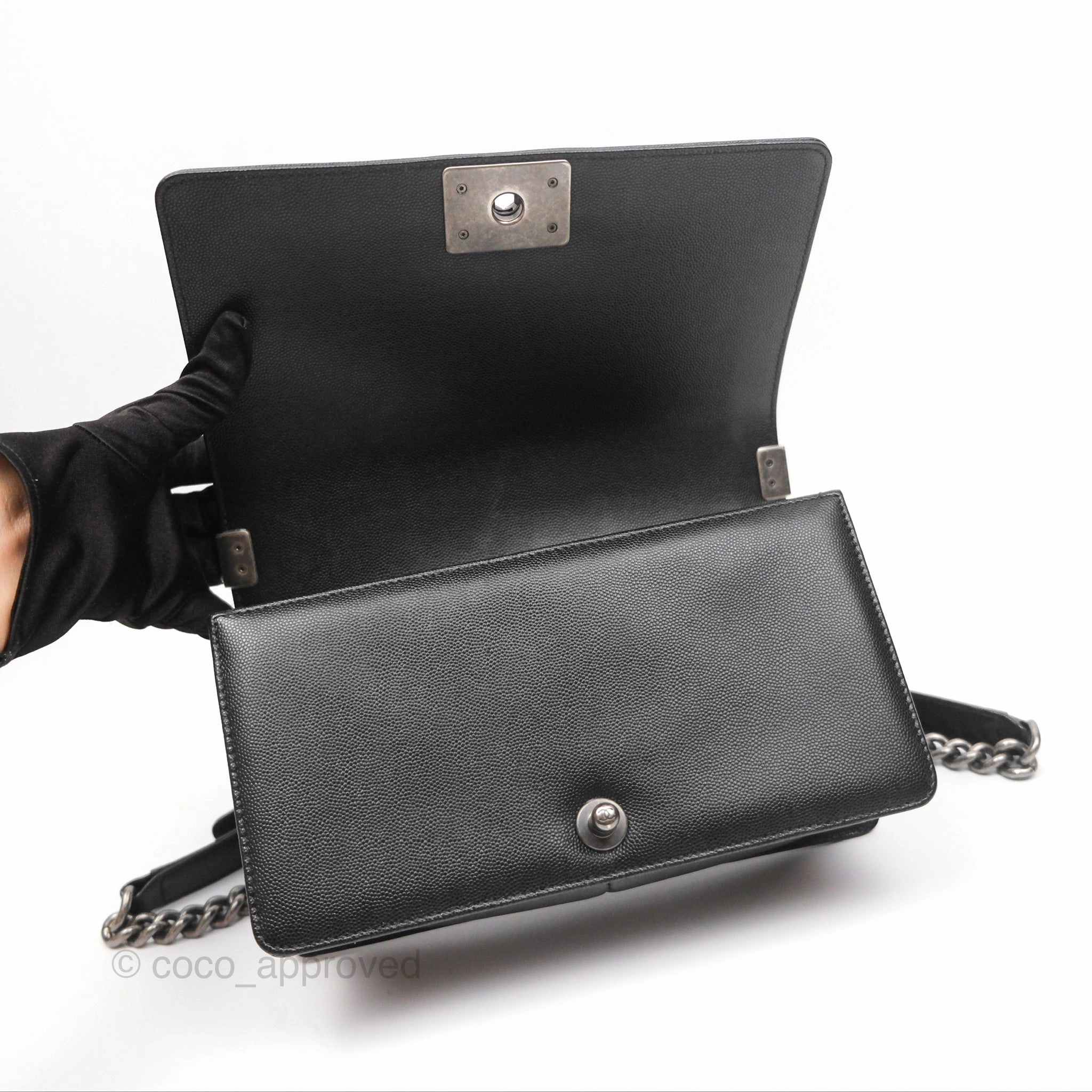Chanel Medium Boy Quilted Black Caviar Ruthenium Hardware