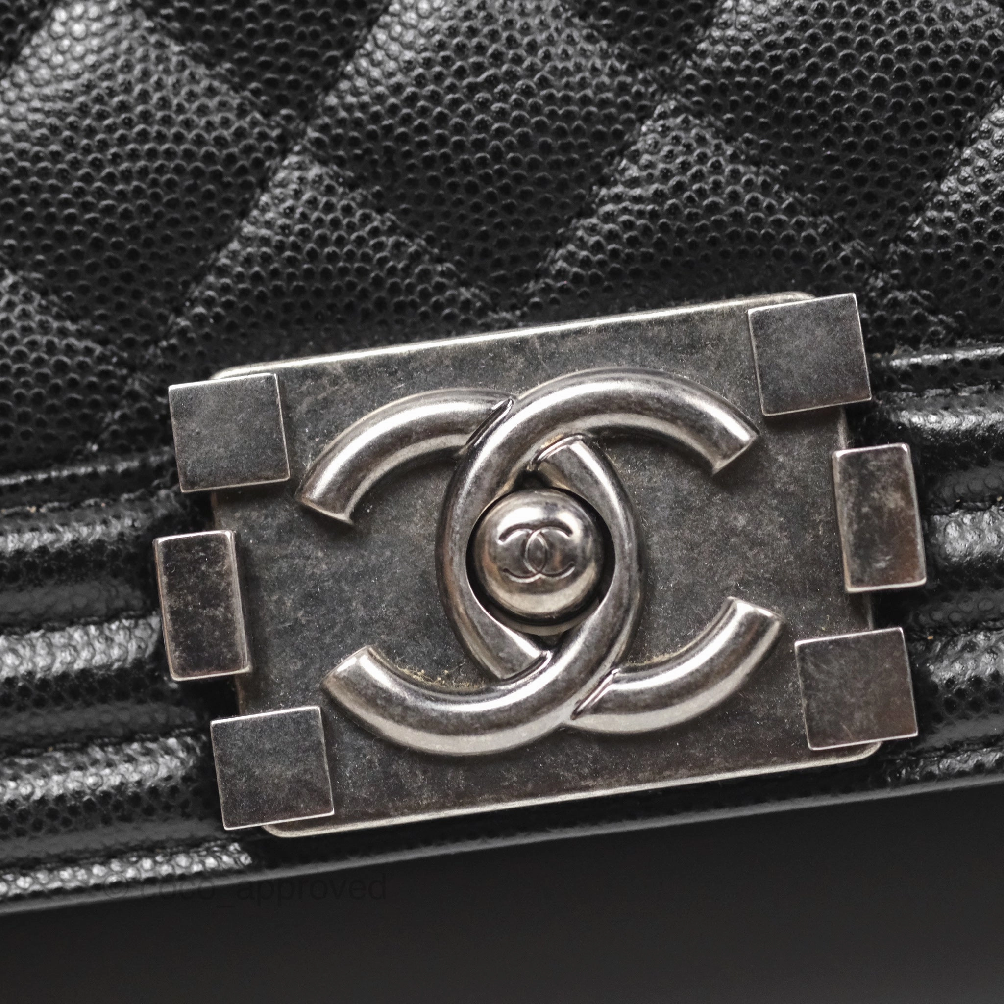 Chanel Medium Boy Quilted Black Caviar Ruthenium Hardware