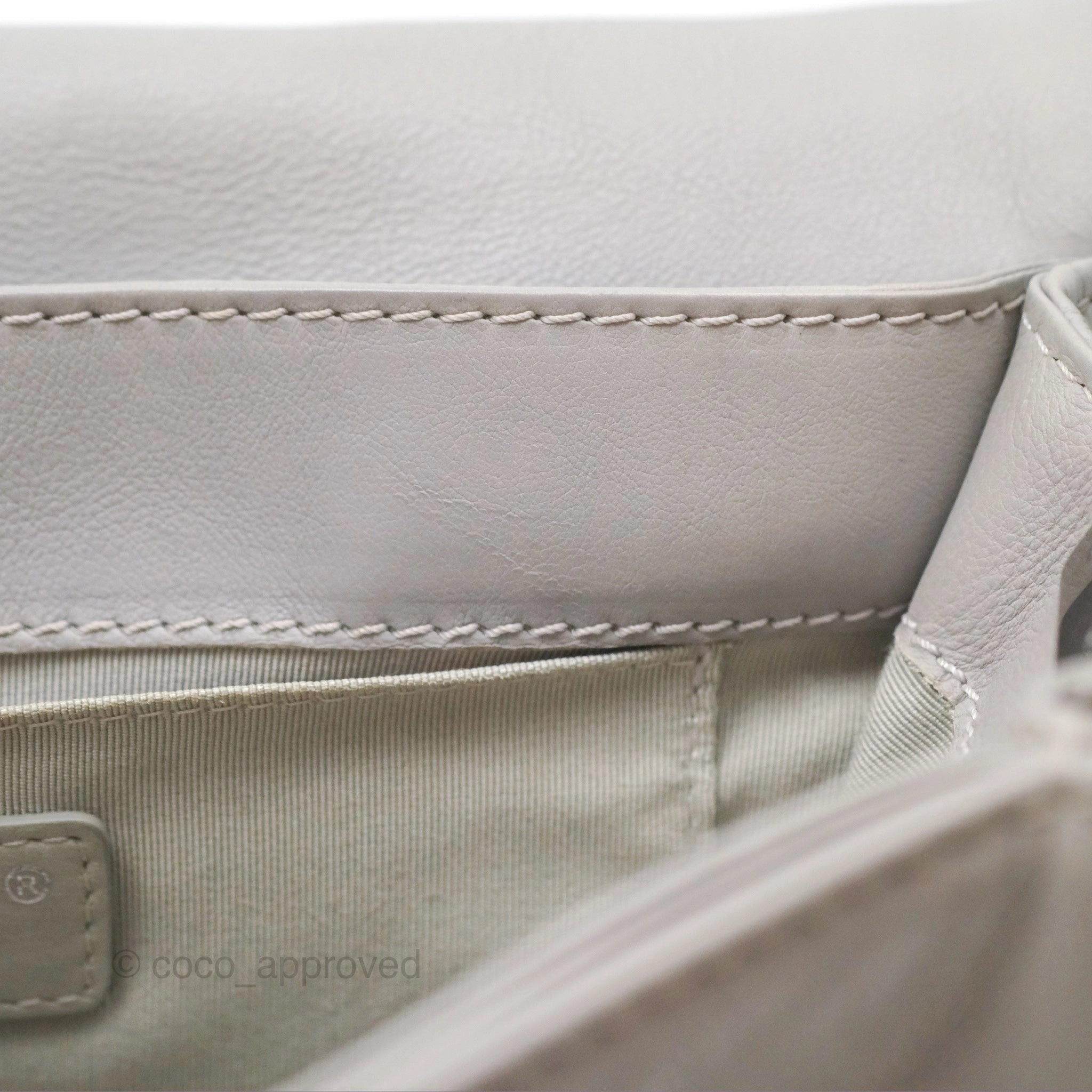 Chanel Medium Boy Reverso Flap Light Grey Calfskin Ruthenium Hardware