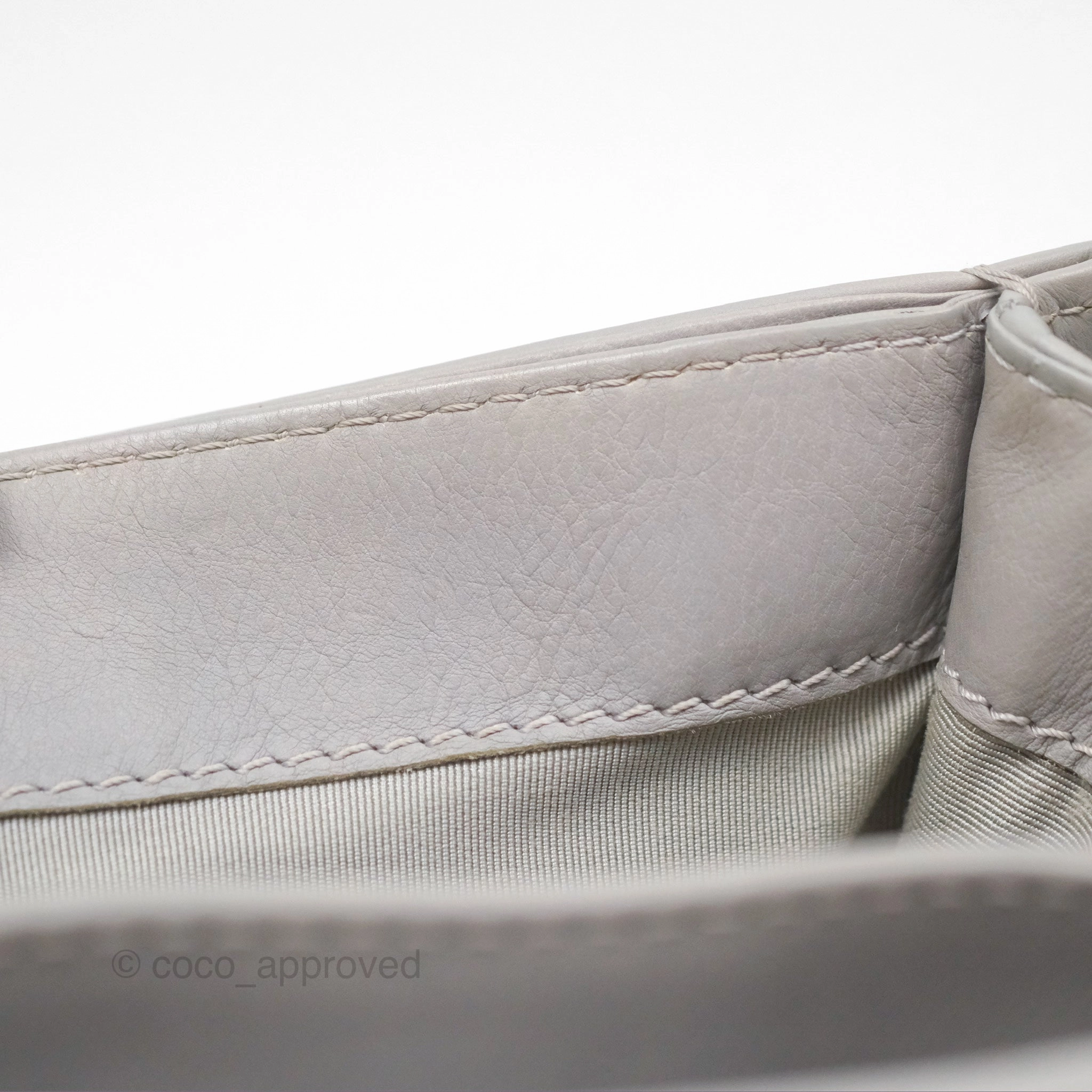 Chanel Medium Boy Reverso Flap Light Grey Calfskin Ruthenium Hardware