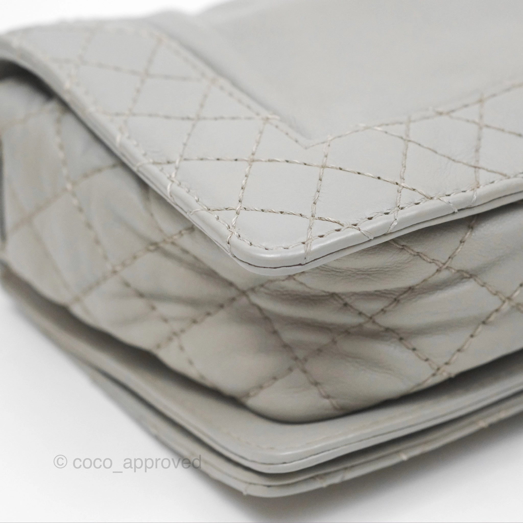 Chanel Medium Boy Reverso Flap Light Grey Calfskin Ruthenium Hardware
