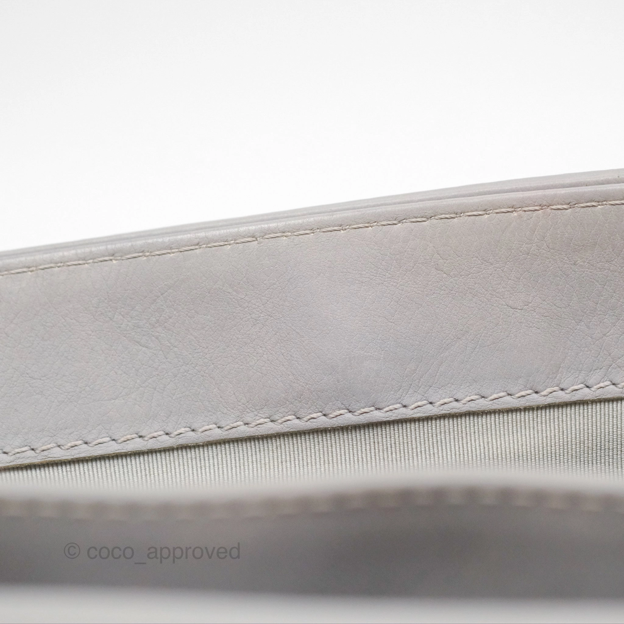 Chanel Medium Boy Reverso Flap Light Grey Calfskin Ruthenium Hardware