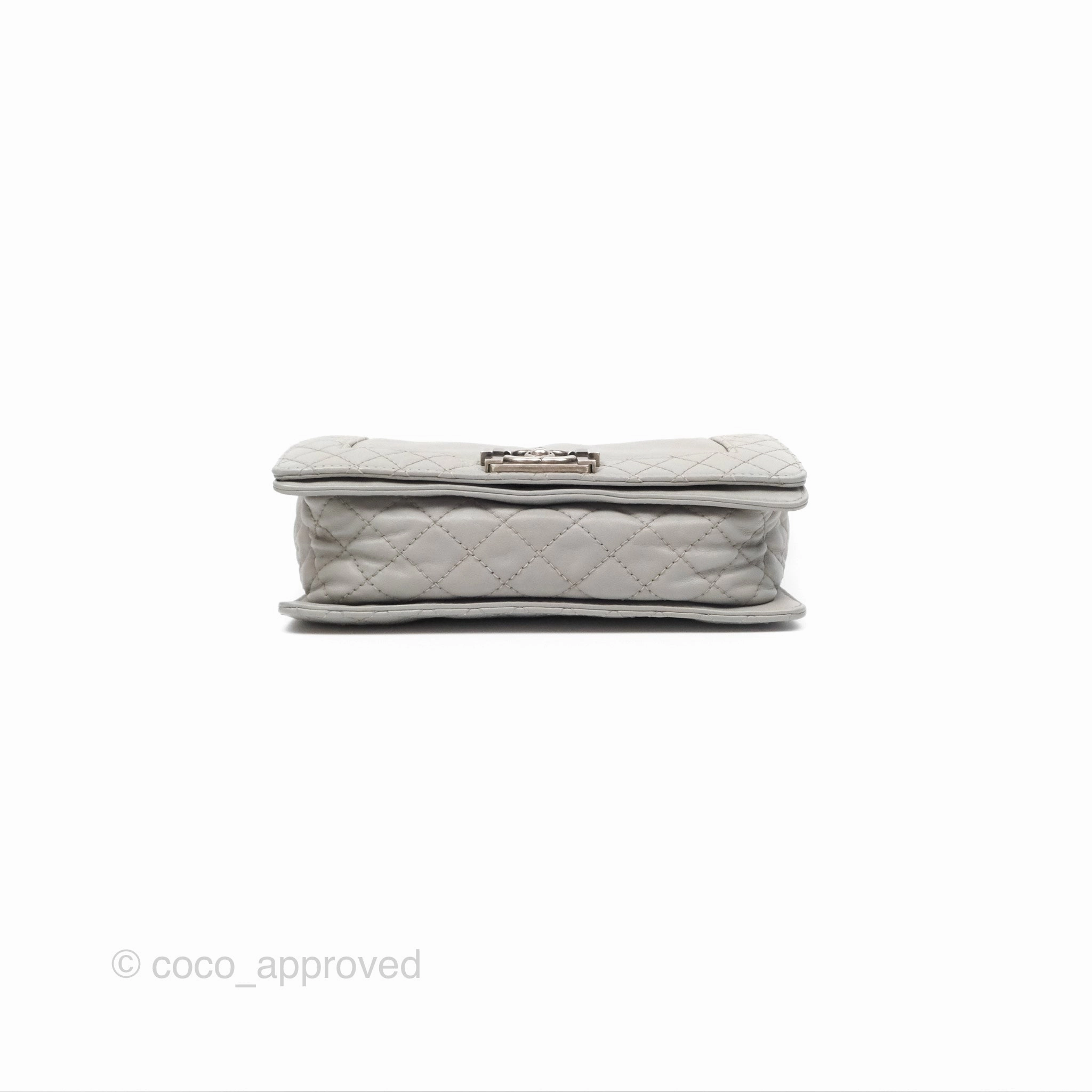 Chanel Medium Boy Reverso Flap Light Grey Calfskin Ruthenium Hardware