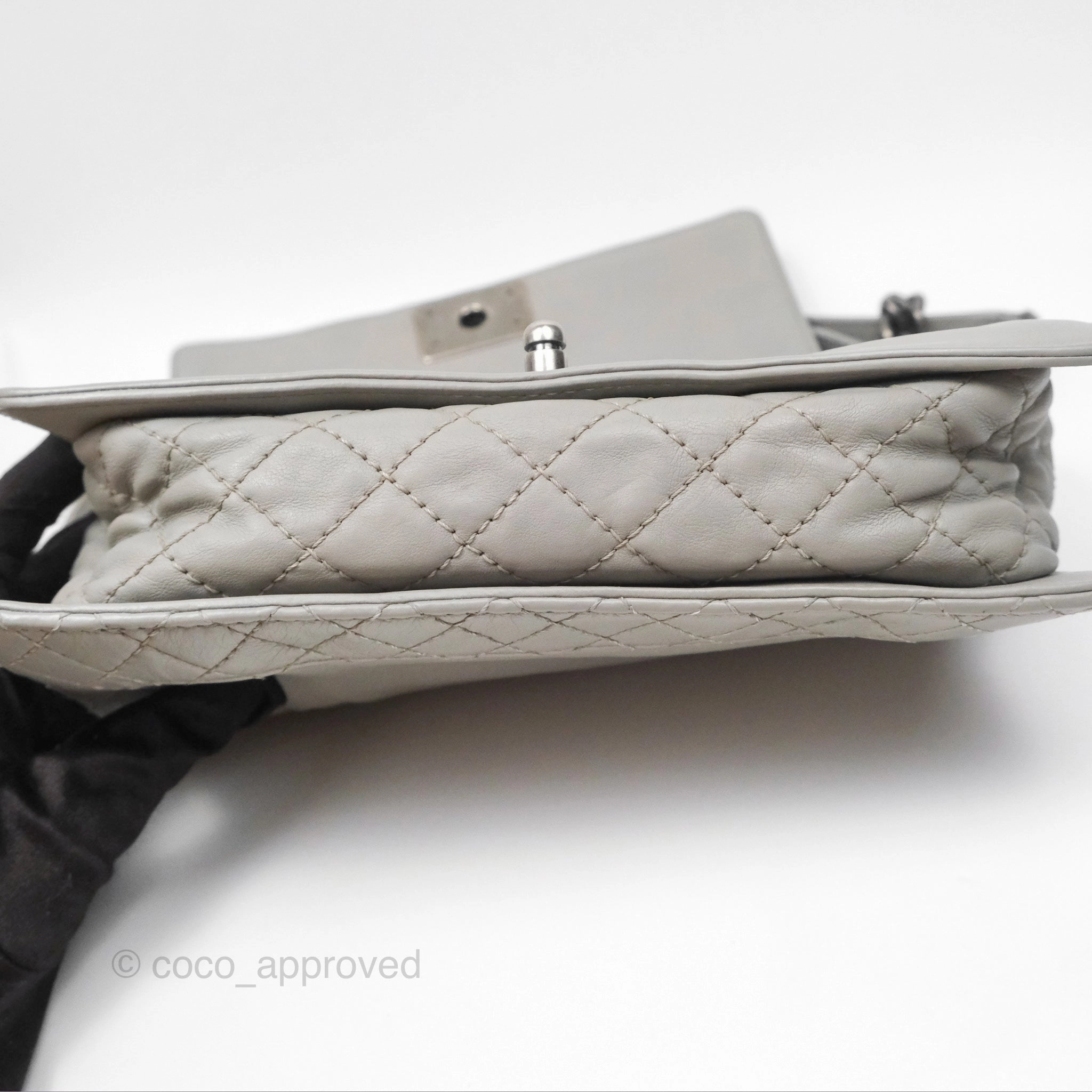 Chanel Medium Boy Reverso Flap Light Grey Calfskin Ruthenium Hardware