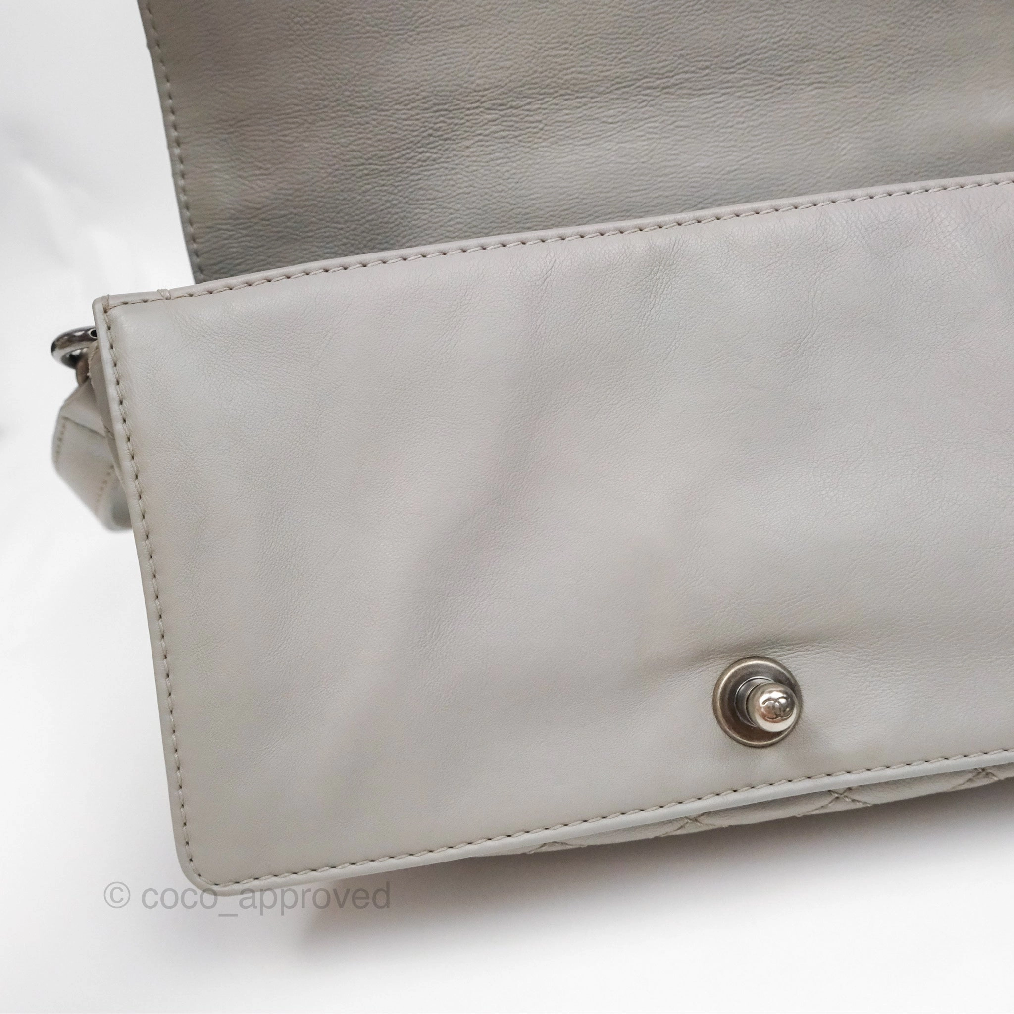 Chanel Medium Boy Reverso Flap Light Grey Calfskin Ruthenium Hardware