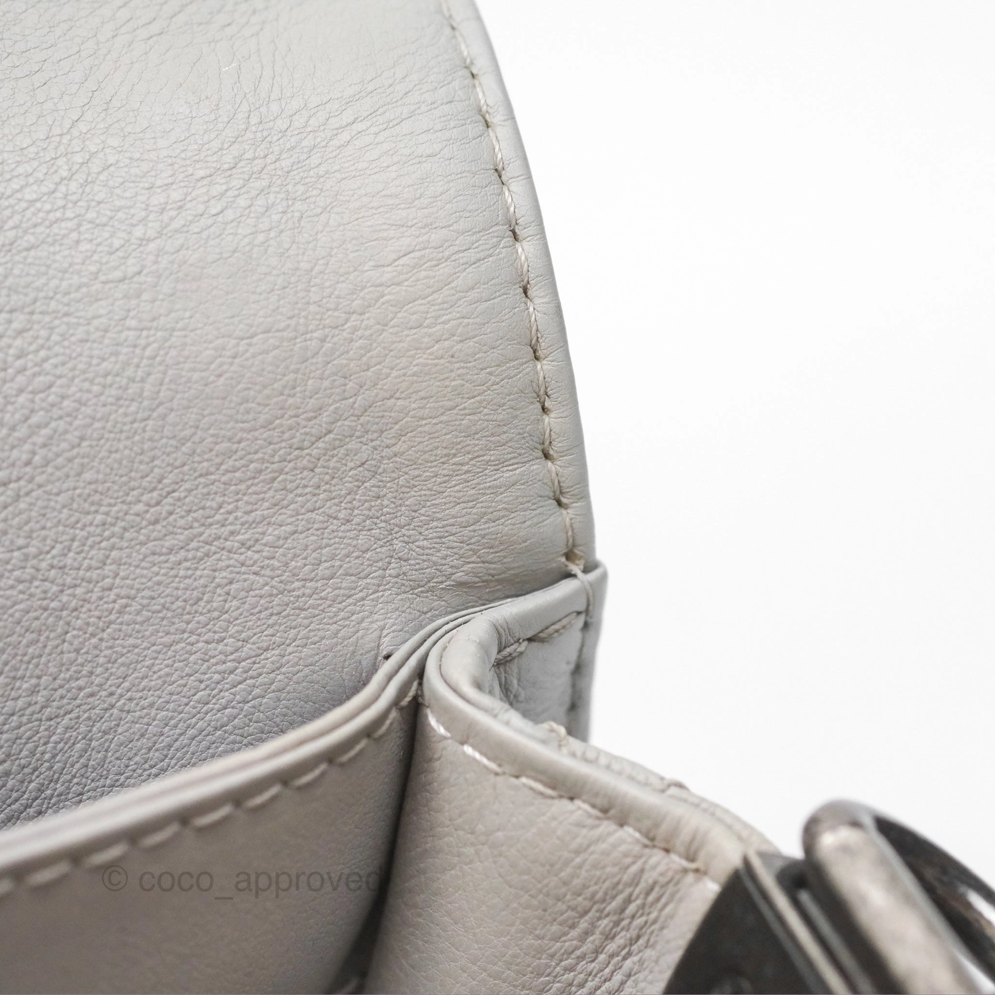 Chanel Medium Boy Reverso Flap Light Grey Calfskin Ruthenium Hardware