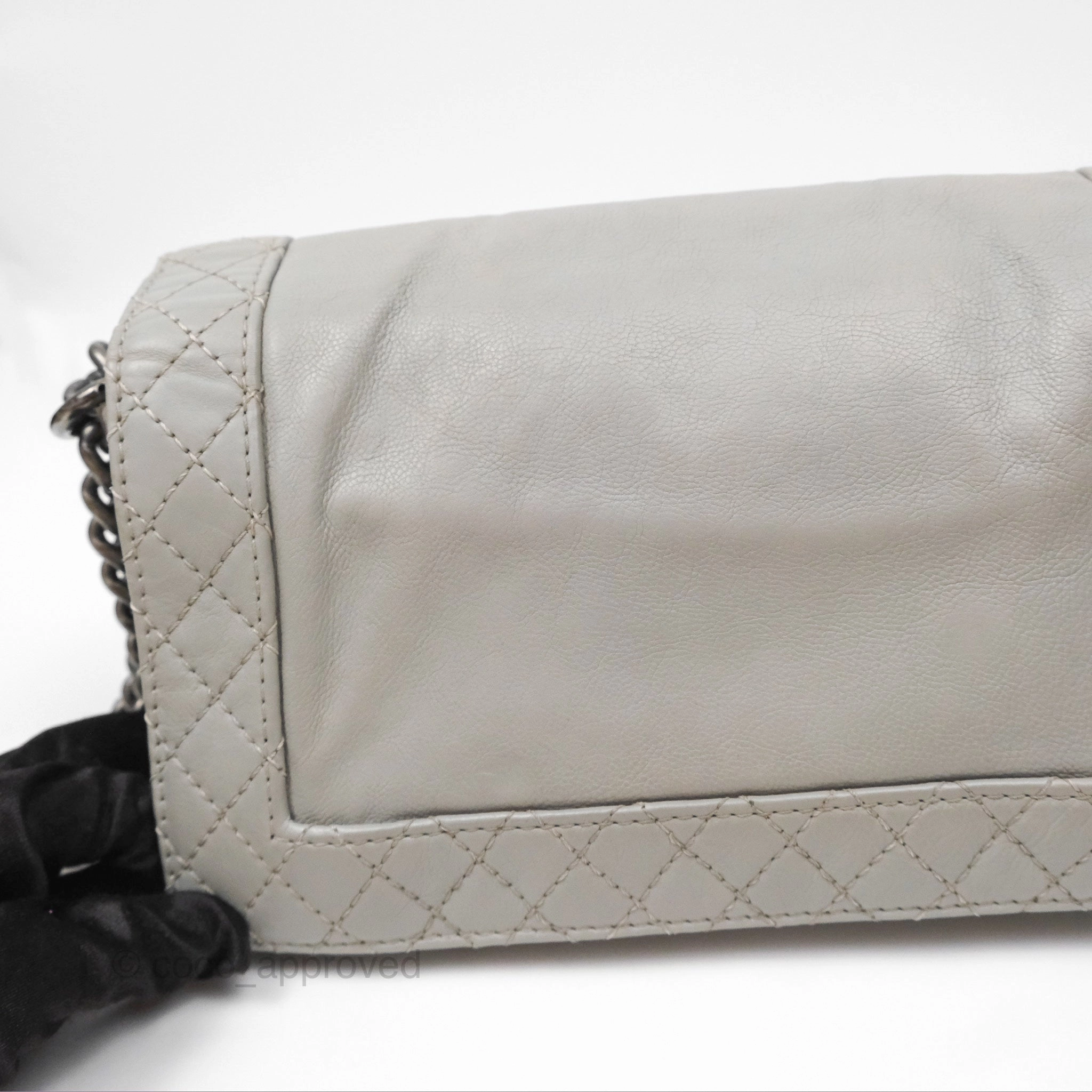 Chanel Medium Boy Reverso Flap Light Grey Calfskin Ruthenium Hardware