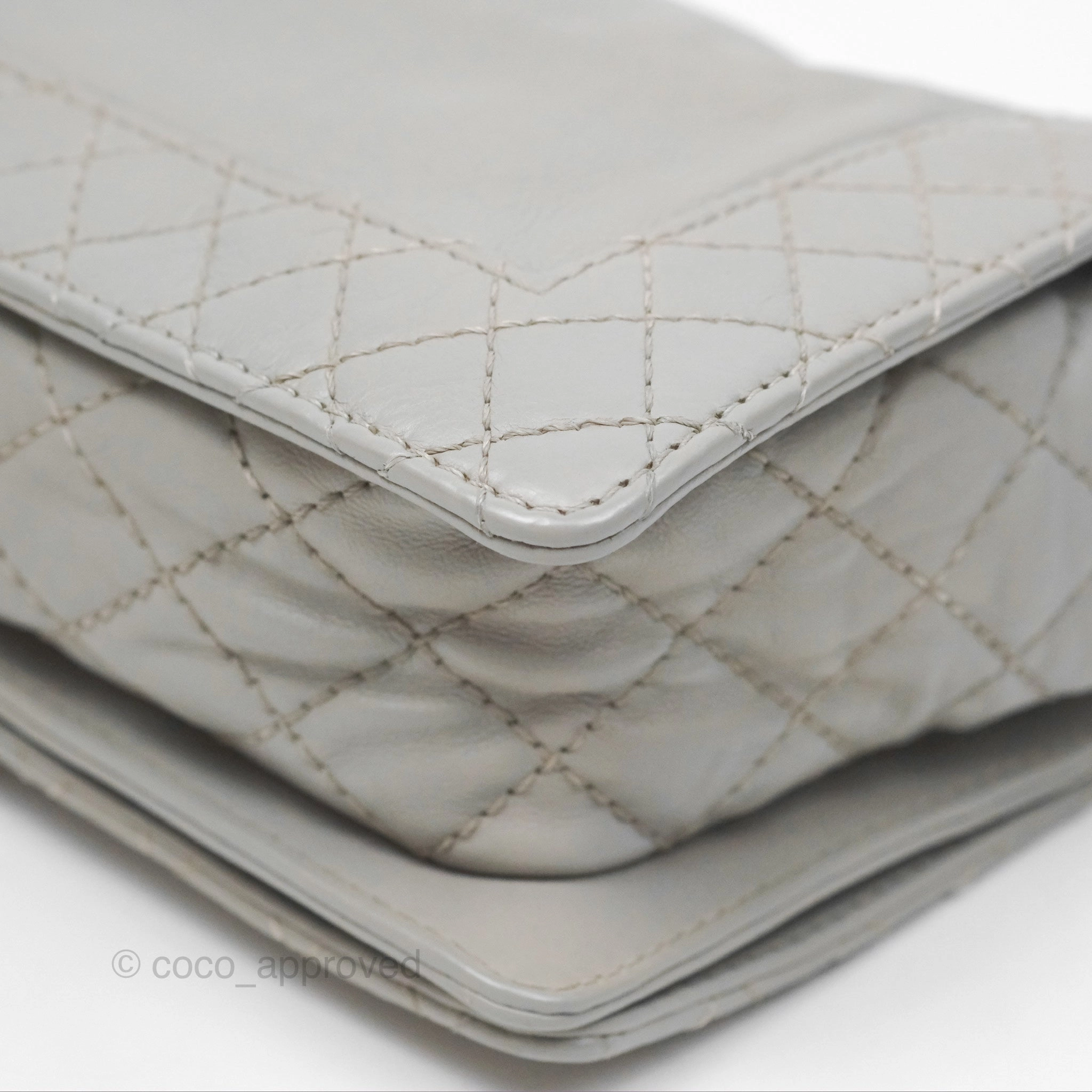 Chanel Medium Boy Reverso Flap Light Grey Calfskin Ruthenium Hardware