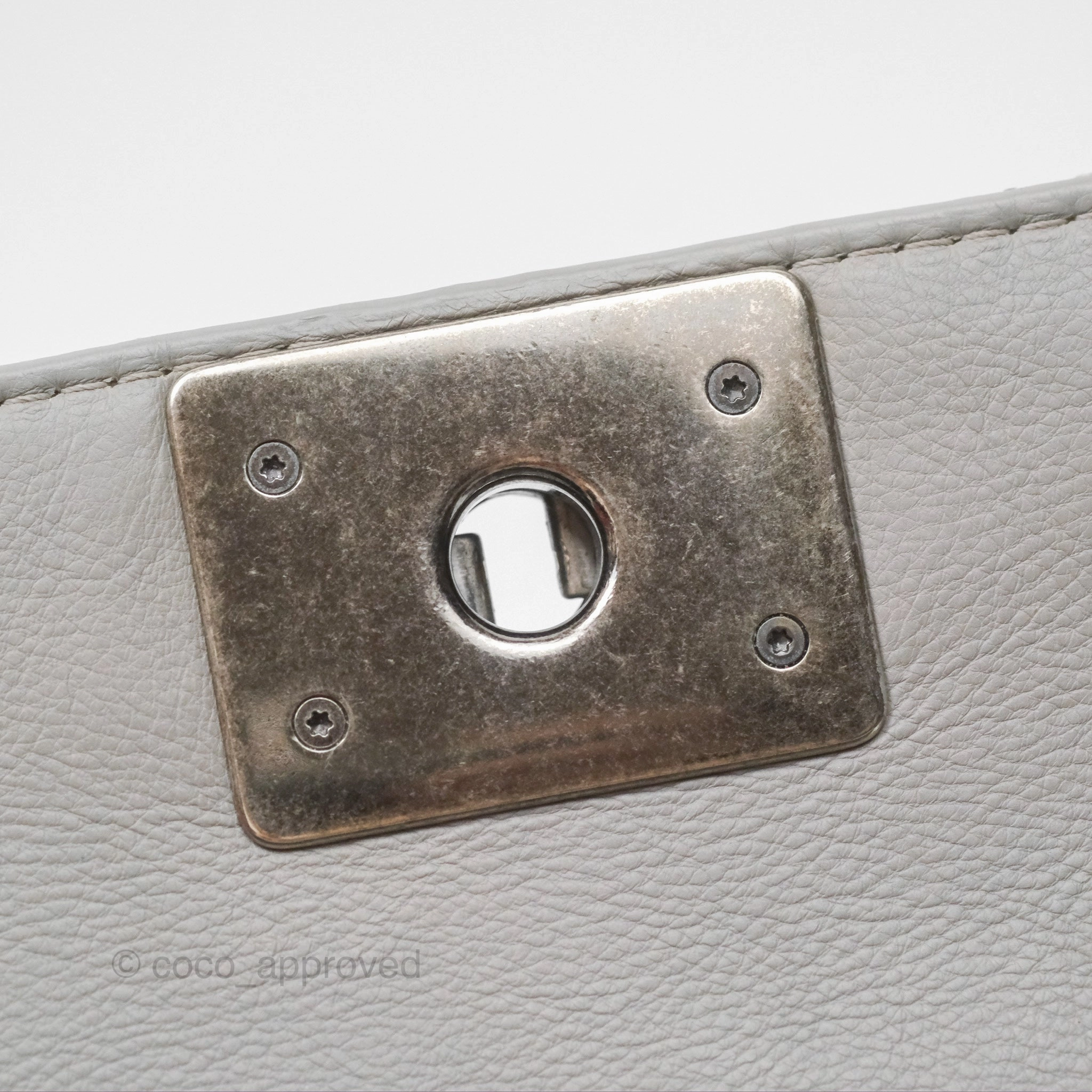 Chanel Medium Boy Reverso Flap Light Grey Calfskin Ruthenium Hardware