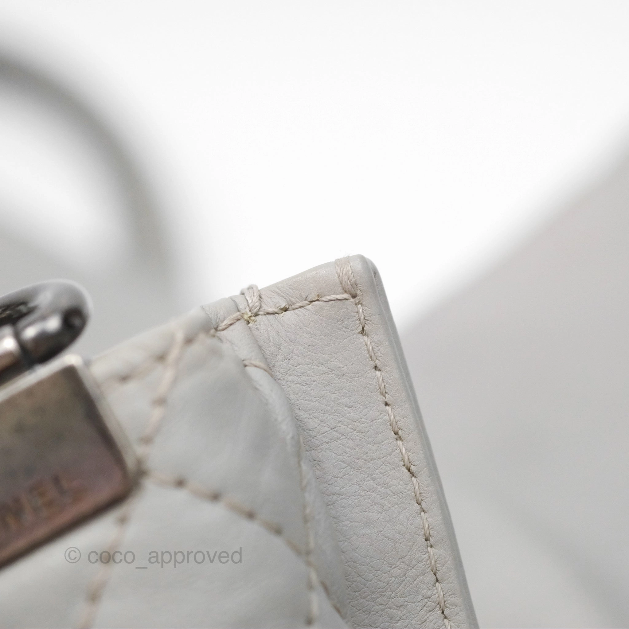 Chanel Medium Boy Reverso Flap Light Grey Calfskin Ruthenium Hardware