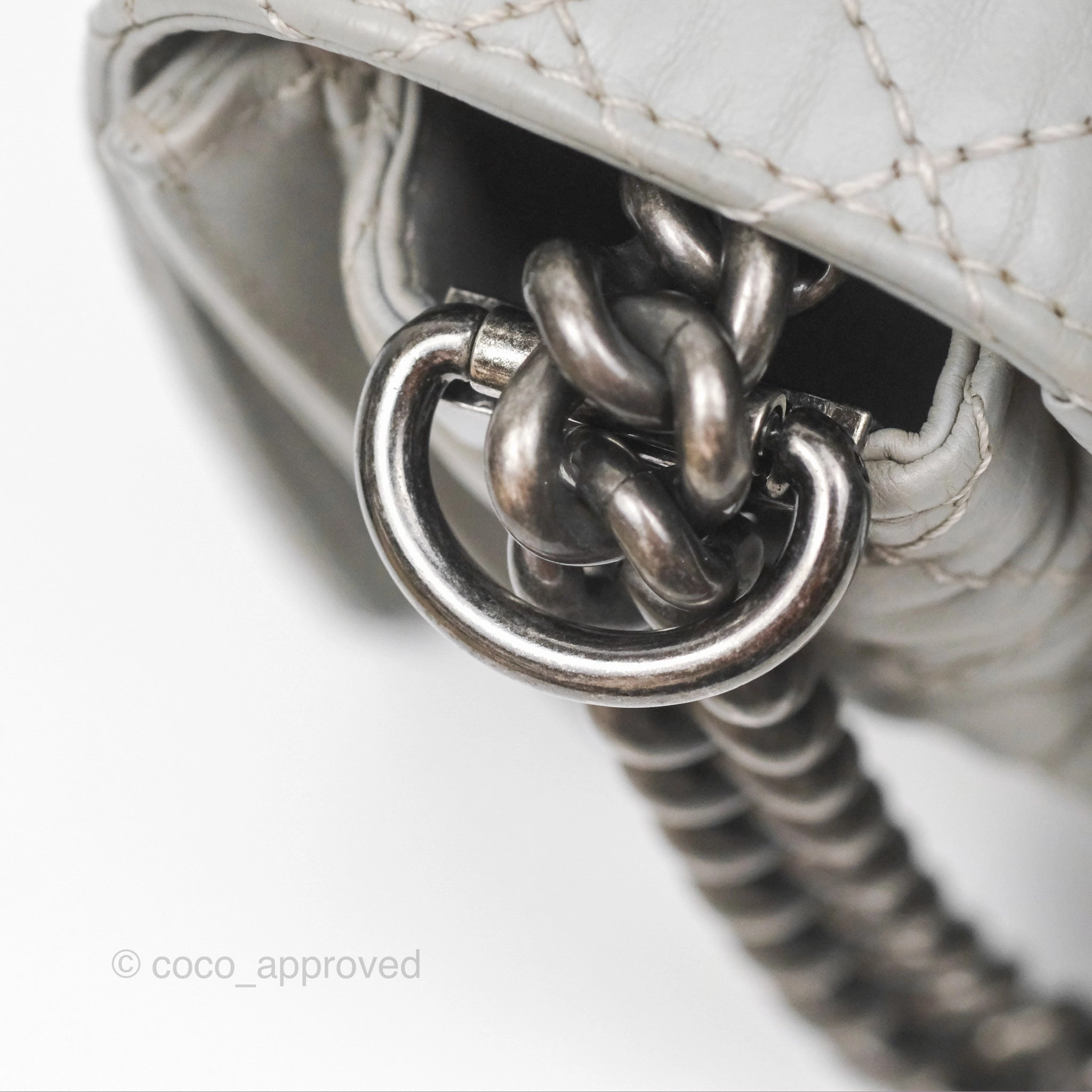 Chanel Medium Boy Reverso Flap Light Grey Calfskin Ruthenium Hardware