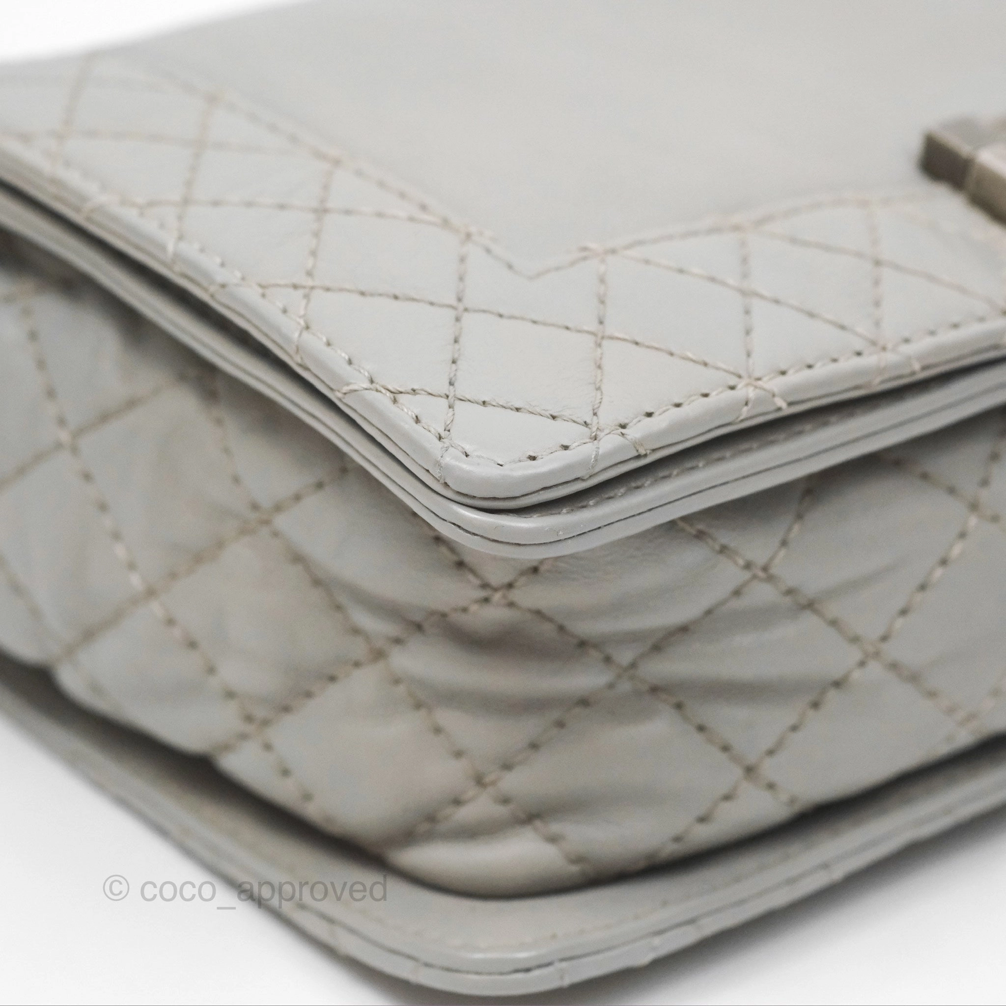 Chanel Medium Boy Reverso Flap Light Grey Calfskin Ruthenium Hardware
