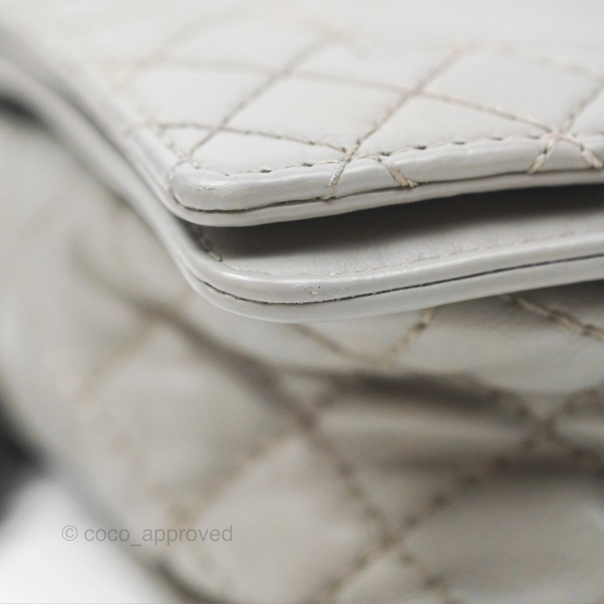 Chanel Medium Boy Reverso Flap Light Grey Calfskin Ruthenium Hardware