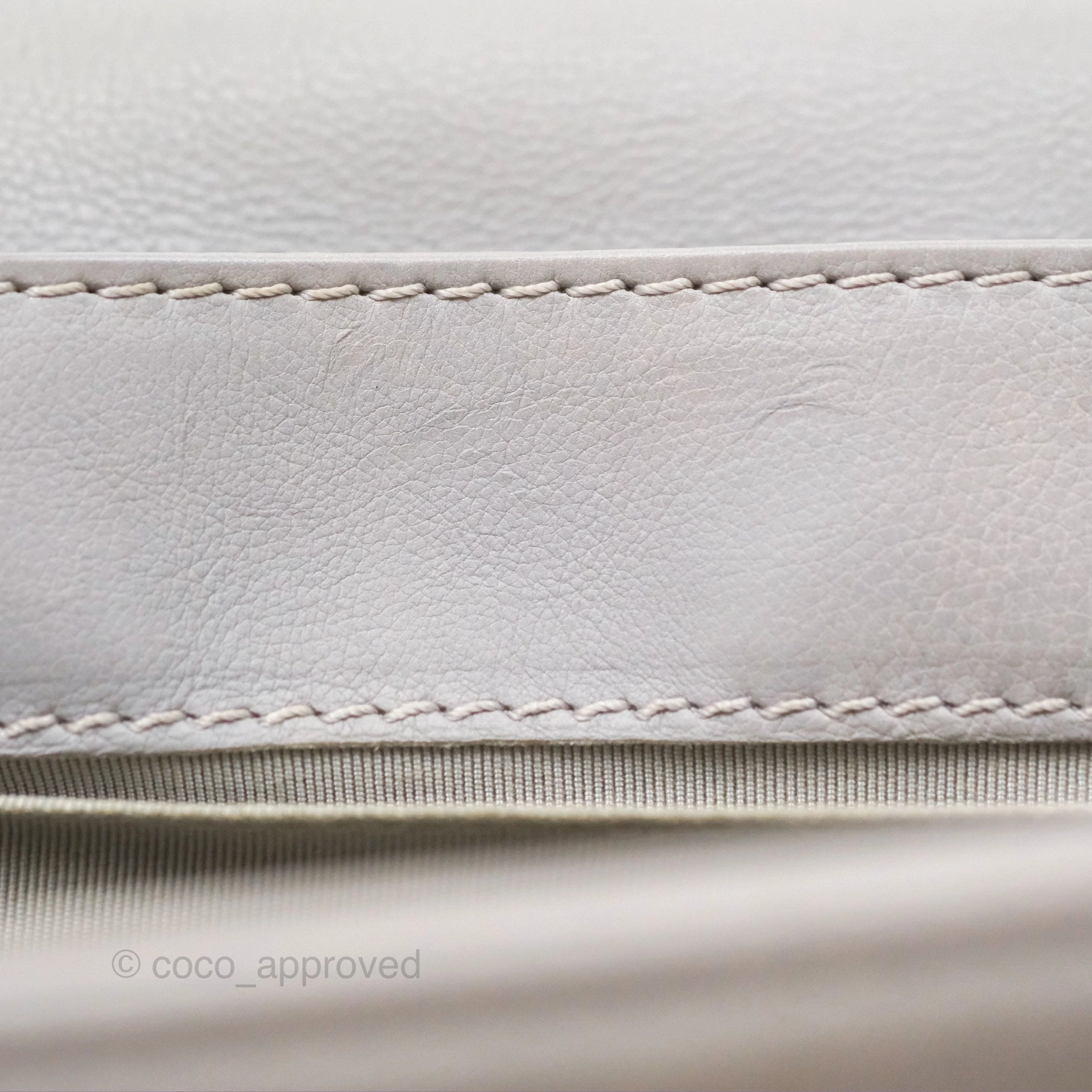 Chanel Medium Boy Reverso Flap Light Grey Calfskin Ruthenium Hardware