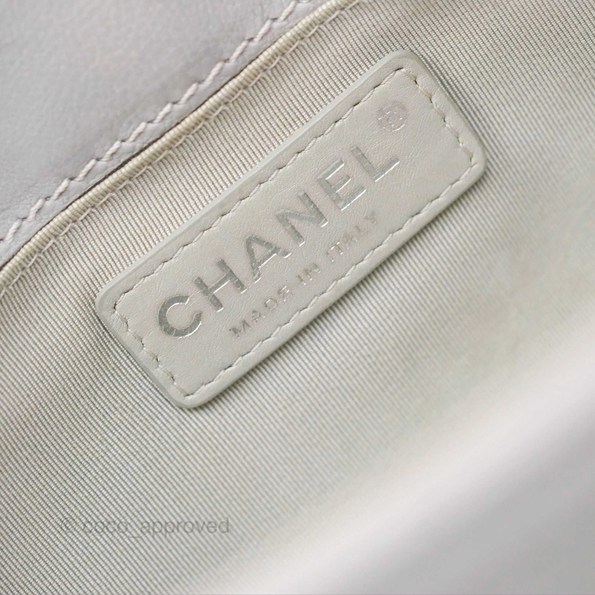 Chanel Medium Boy Reverso Flap Light Grey Calfskin Ruthenium Hardware