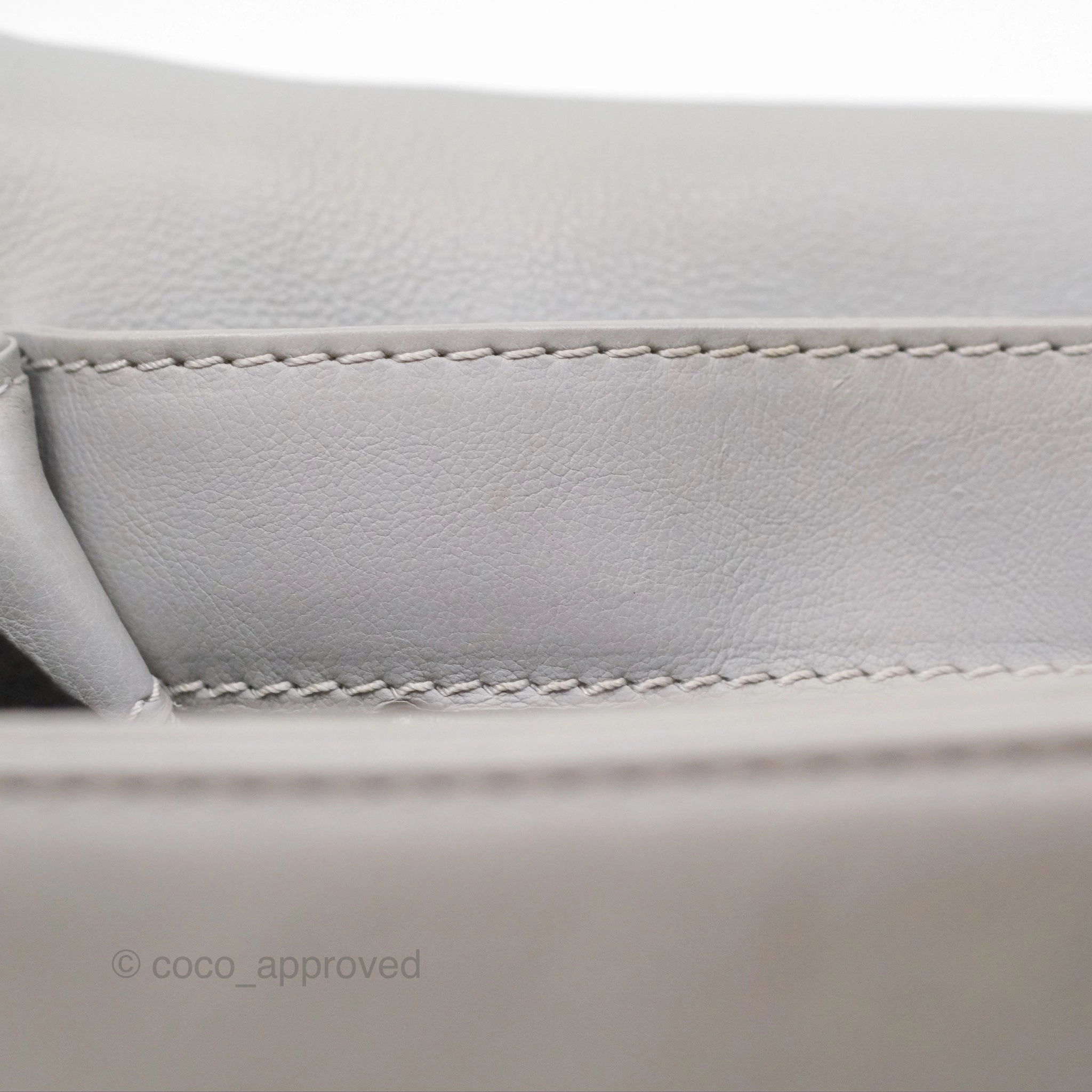 Chanel Medium Boy Reverso Flap Light Grey Calfskin Ruthenium Hardware