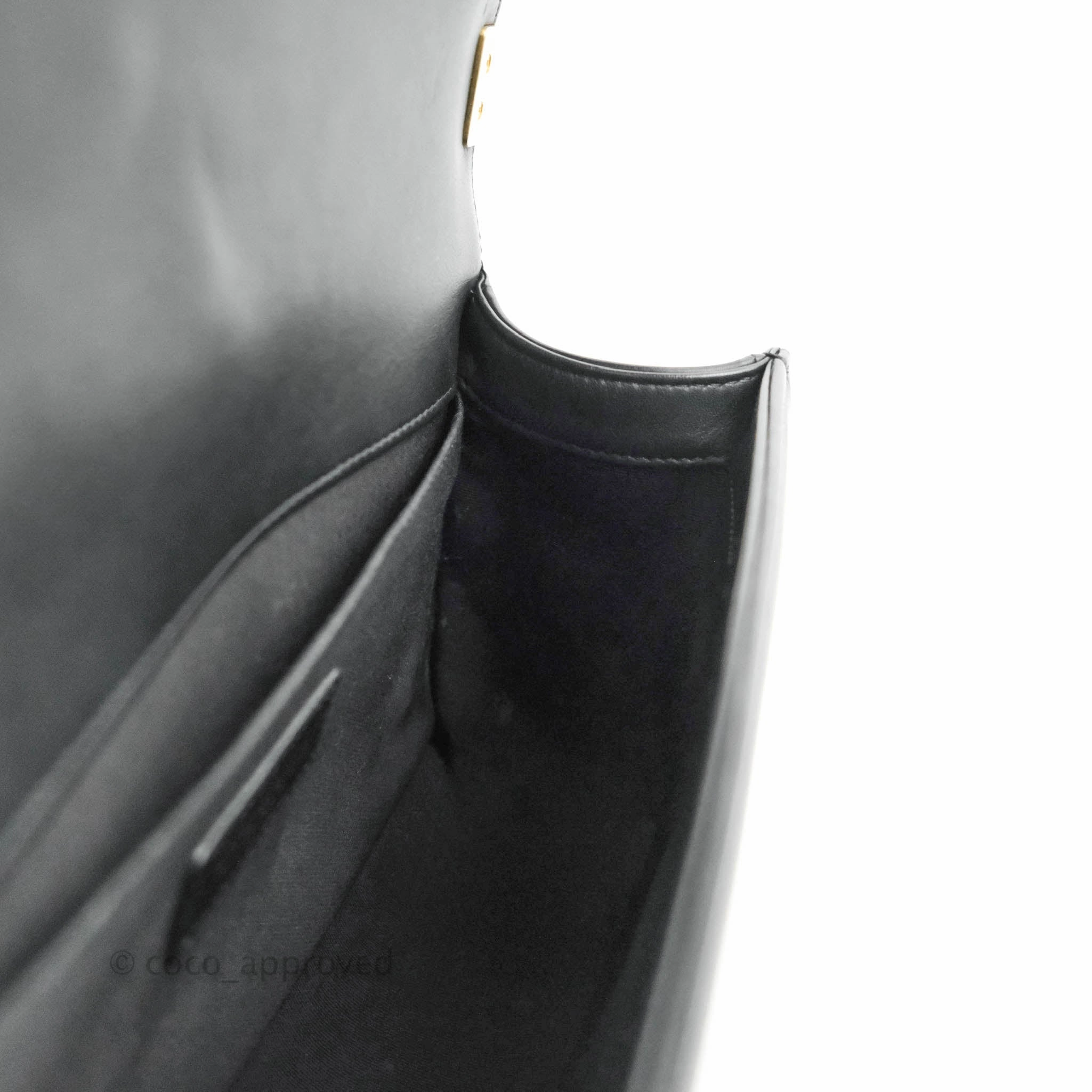 Chanel Medium Chevron Boy Black Calfskin Aged Gold Hardware