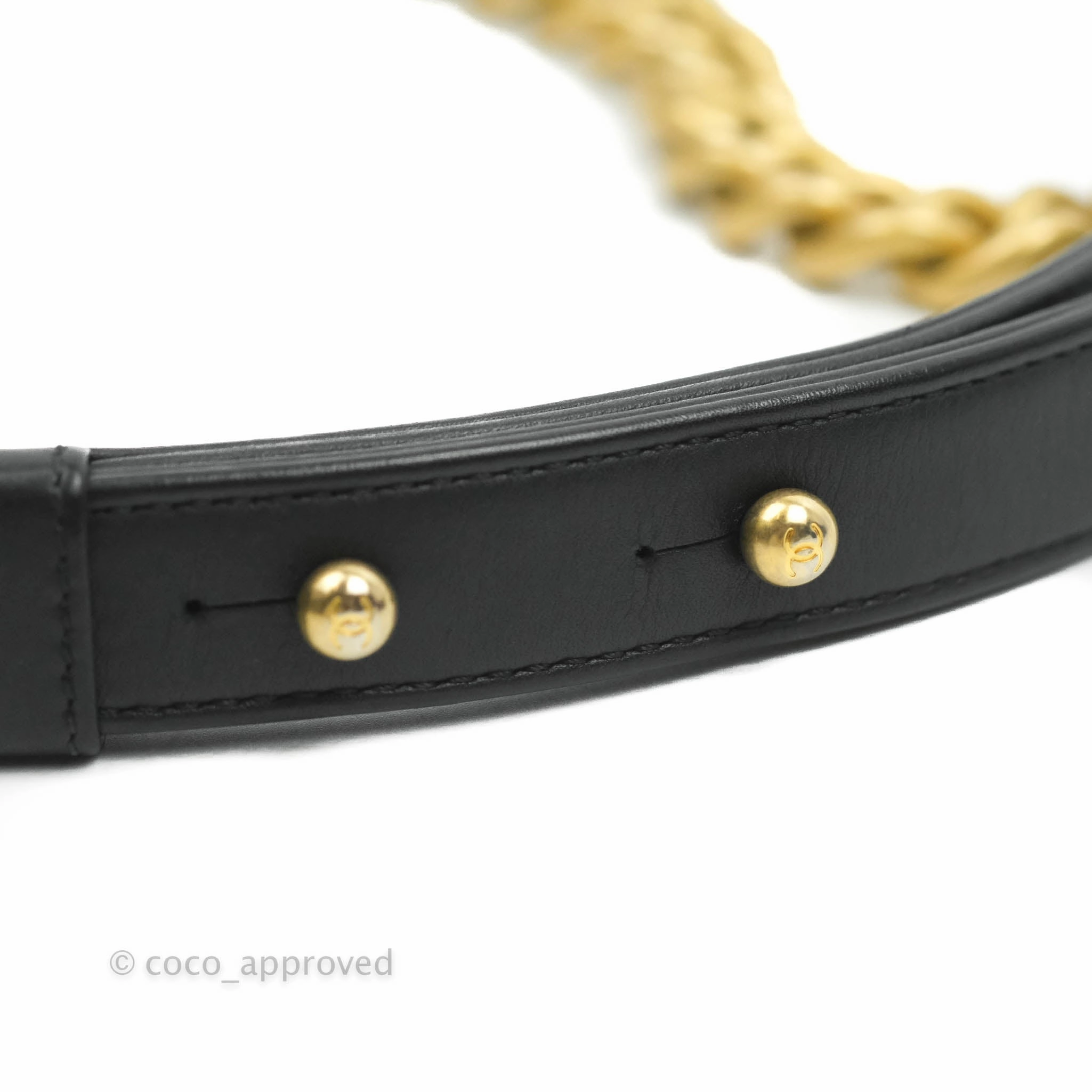 Chanel Medium Chevron Boy Black Calfskin Aged Gold Hardware