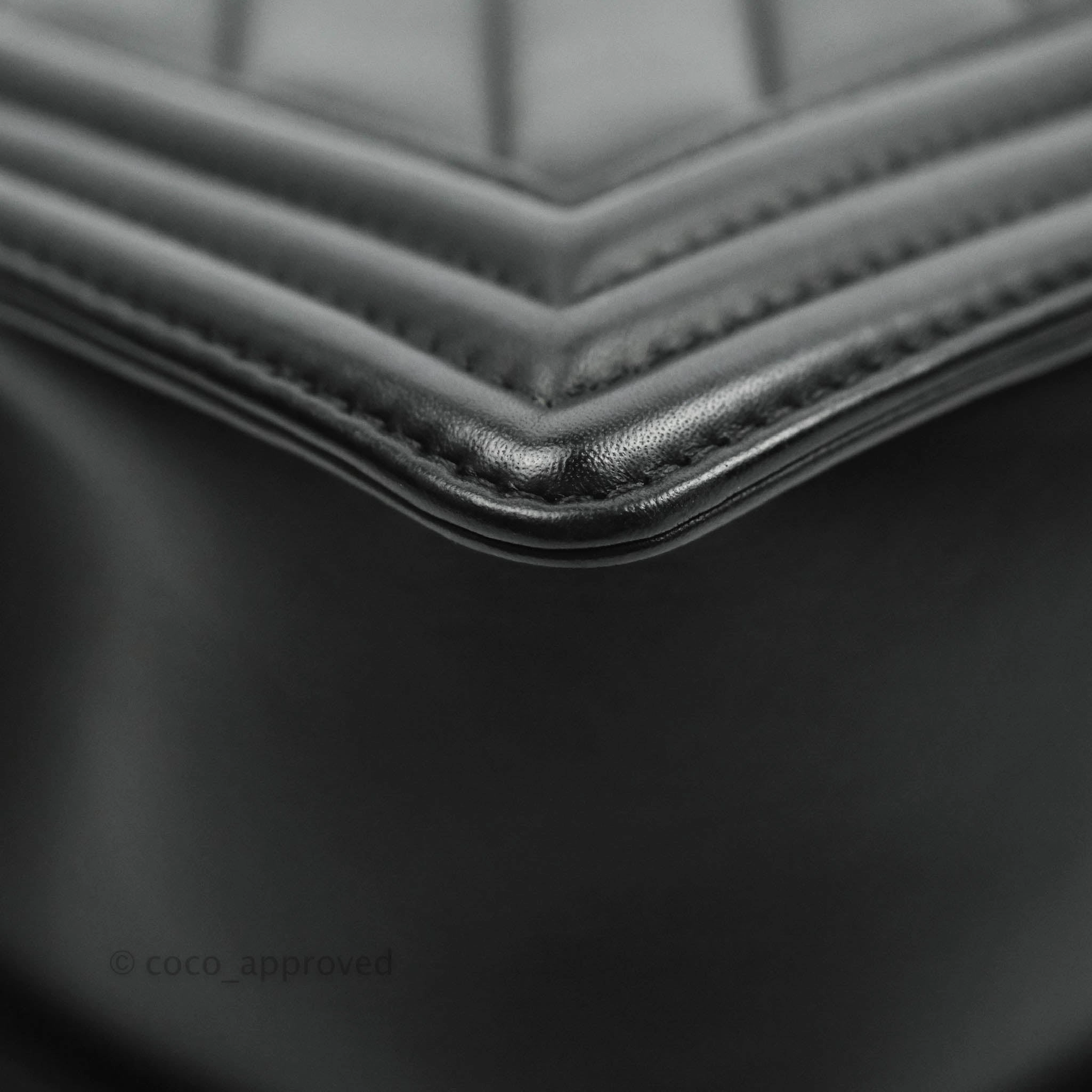 Chanel Medium Chevron Boy Black Calfskin Aged Gold Hardware
