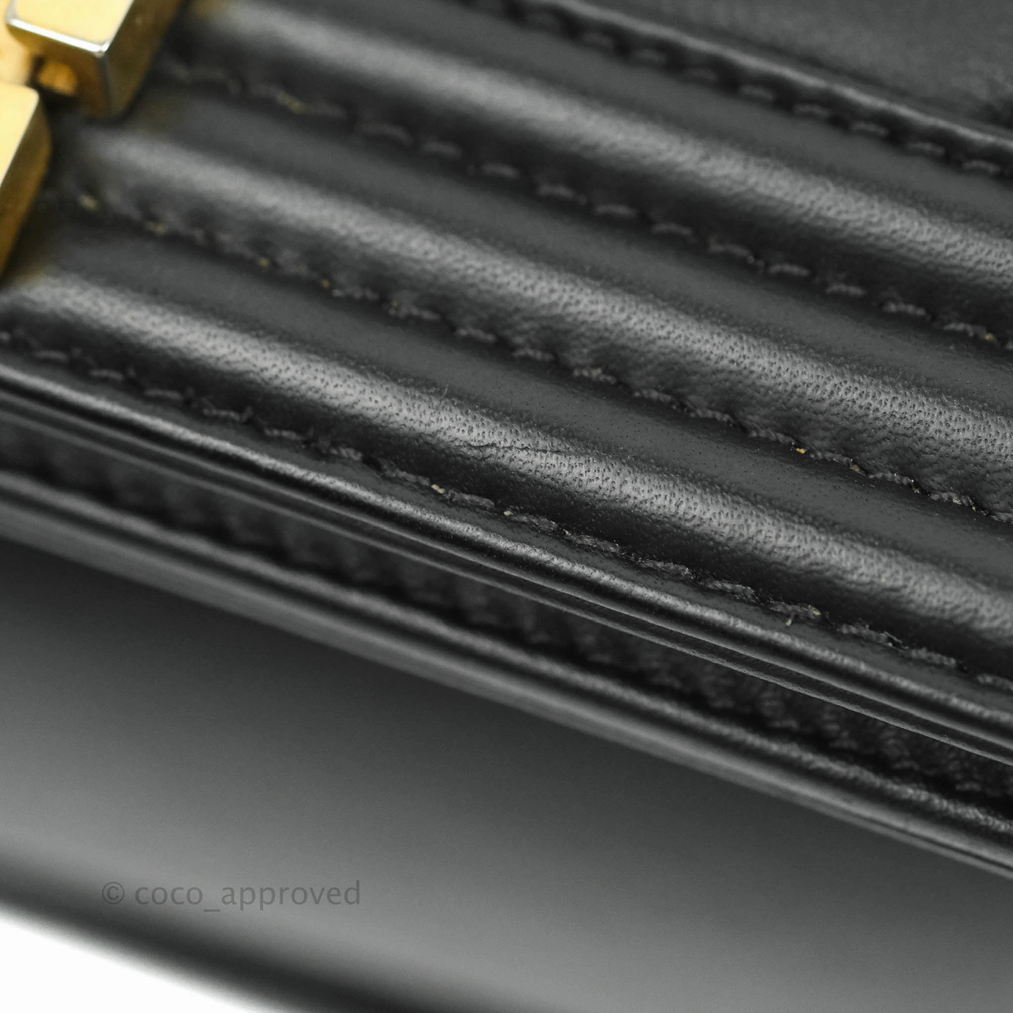 Chanel Medium Chevron Boy Black Calfskin Aged Gold Hardware