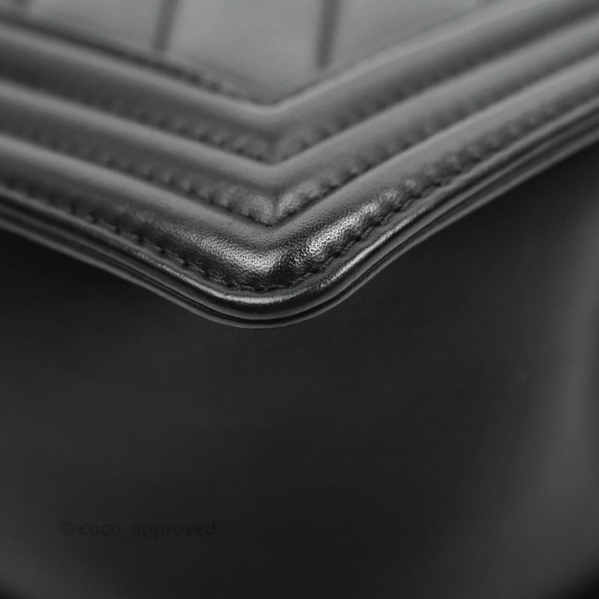 Chanel Medium Chevron Boy Black Calfskin Aged Gold Hardware